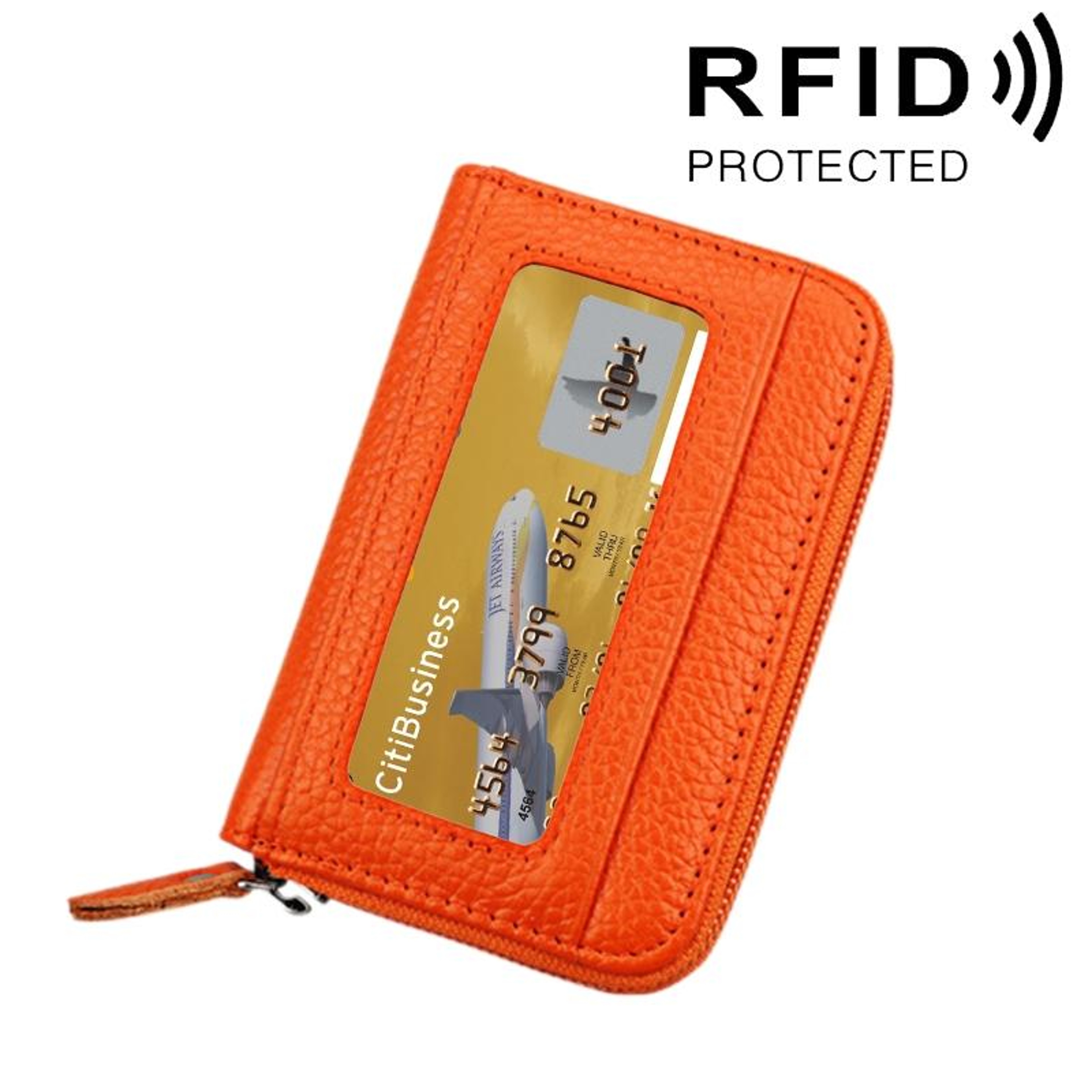 Genuine Leather RFID Blocking Zipper Card Holder Wallet with 12 Card Slots – view 9