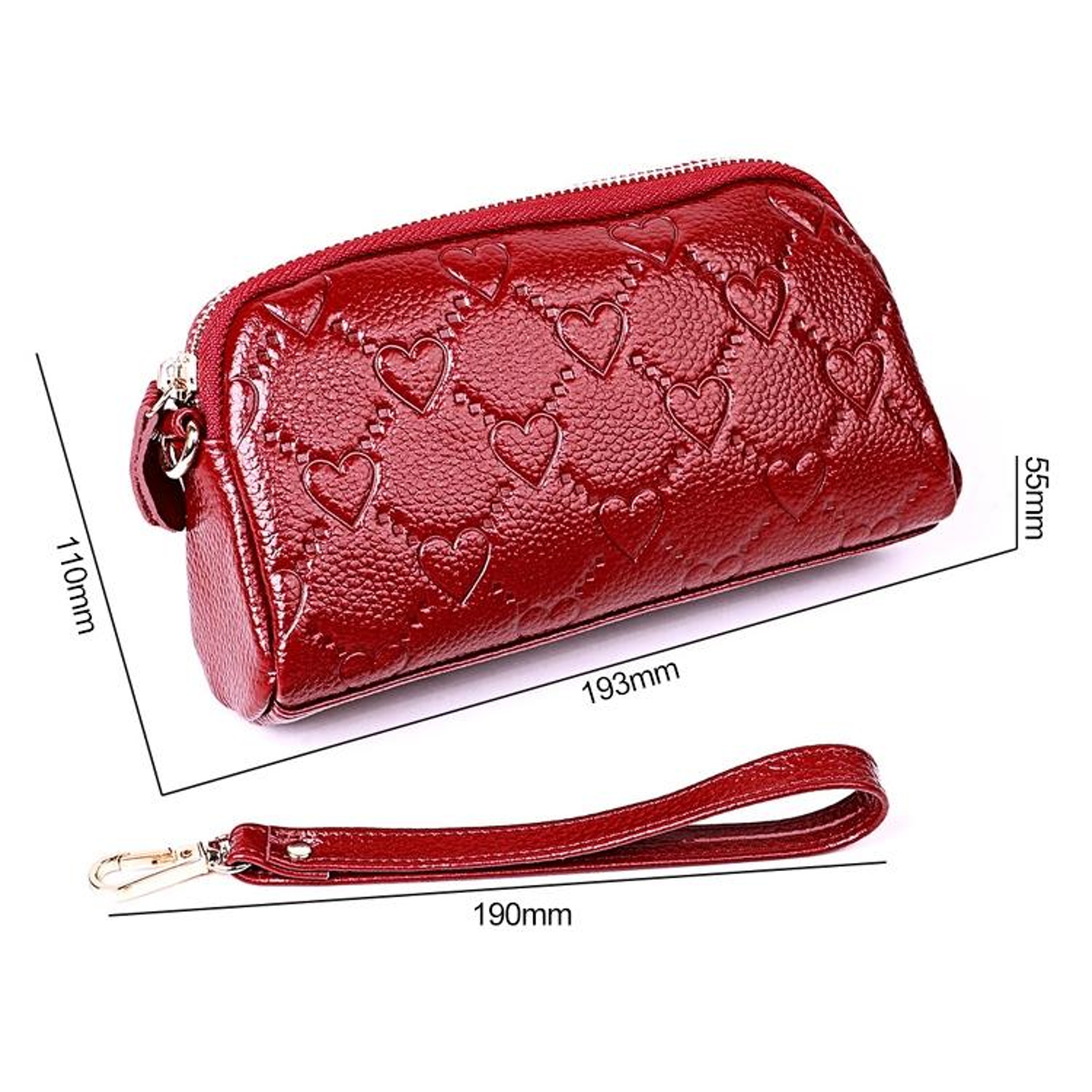 Womens Litchi Cowhide Zipper Wallet with Multiple Card Slots Pale Pinkish Gray – view 6