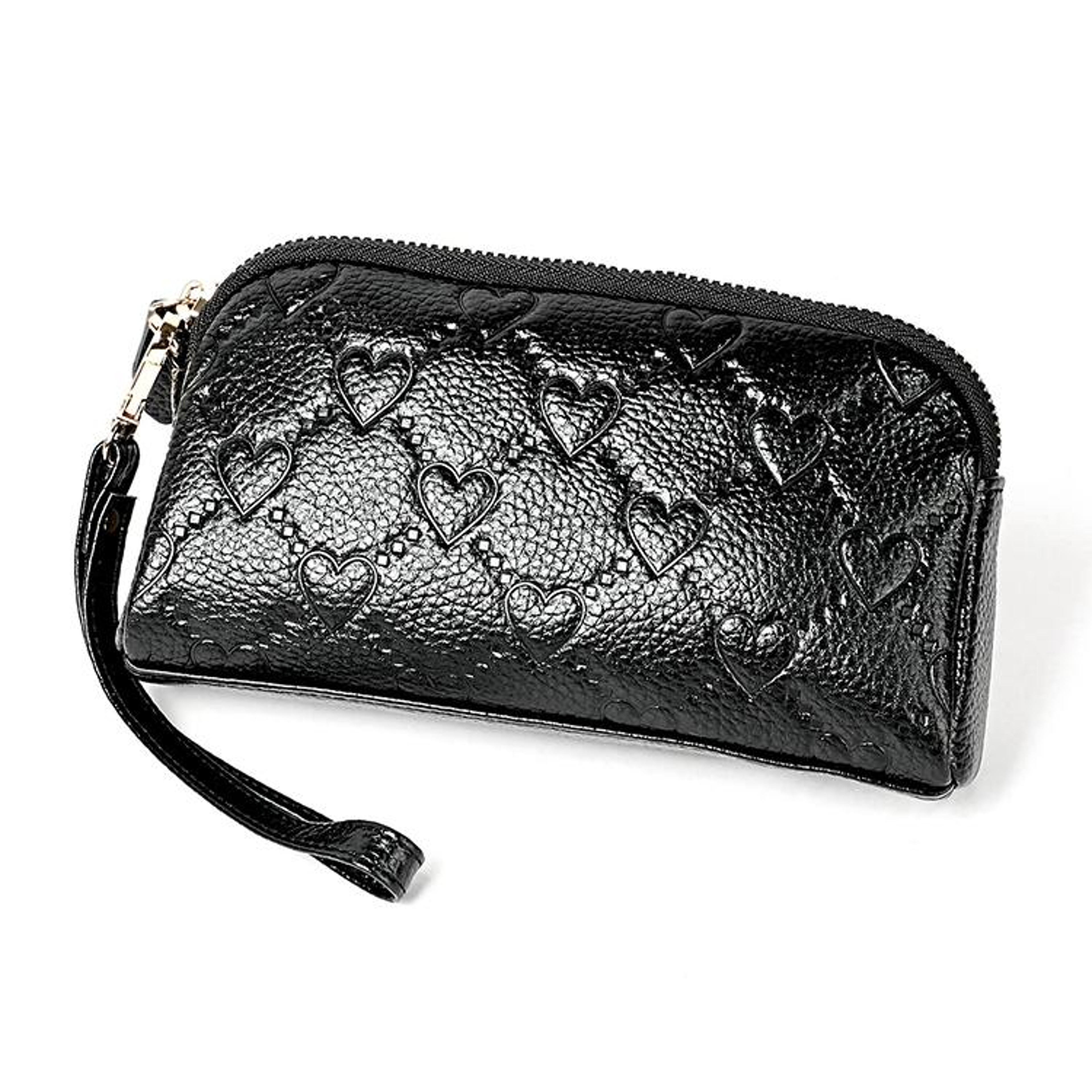 Womens Litchi Cowhide Zipper Wallet with Multiple Card Slots Pale Pinkish Gray – view 12