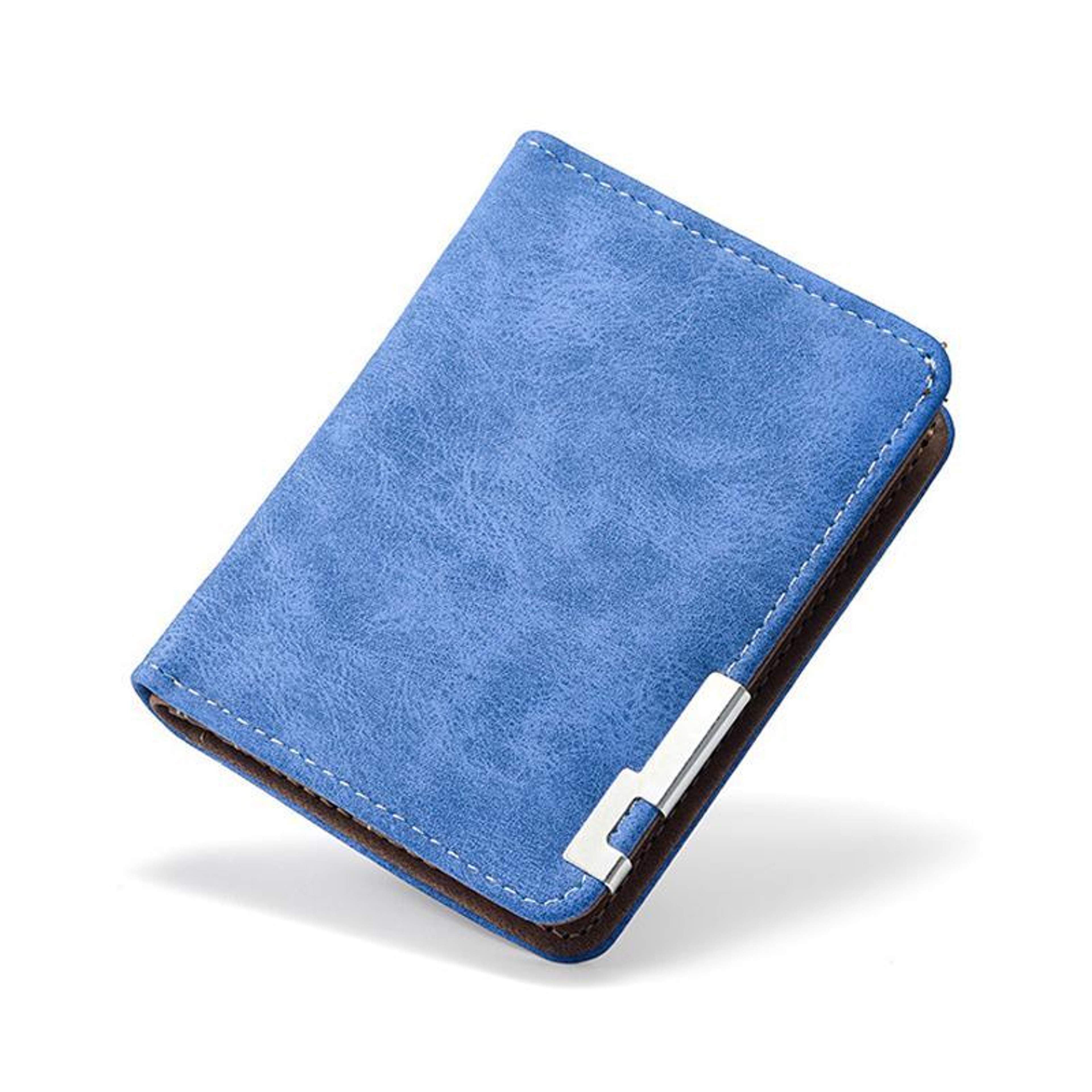 Retro Mens Blue Frosted PU Leather Bifold Wallet with Card Slots and ID Window – view 1
