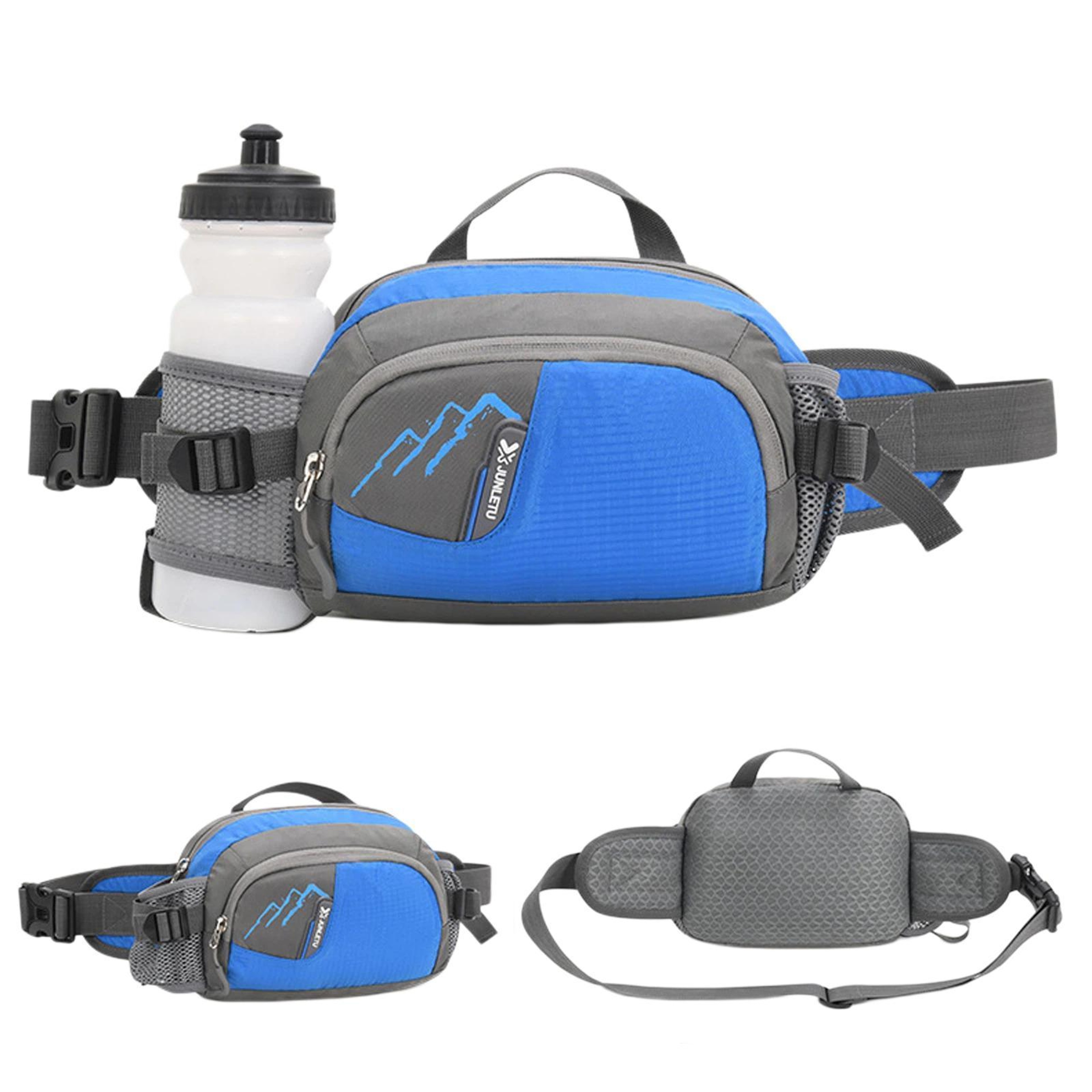 Blue Water Repellent Hiking Waist Pack with Adjustable Strap and Multiple Pockets – view 1