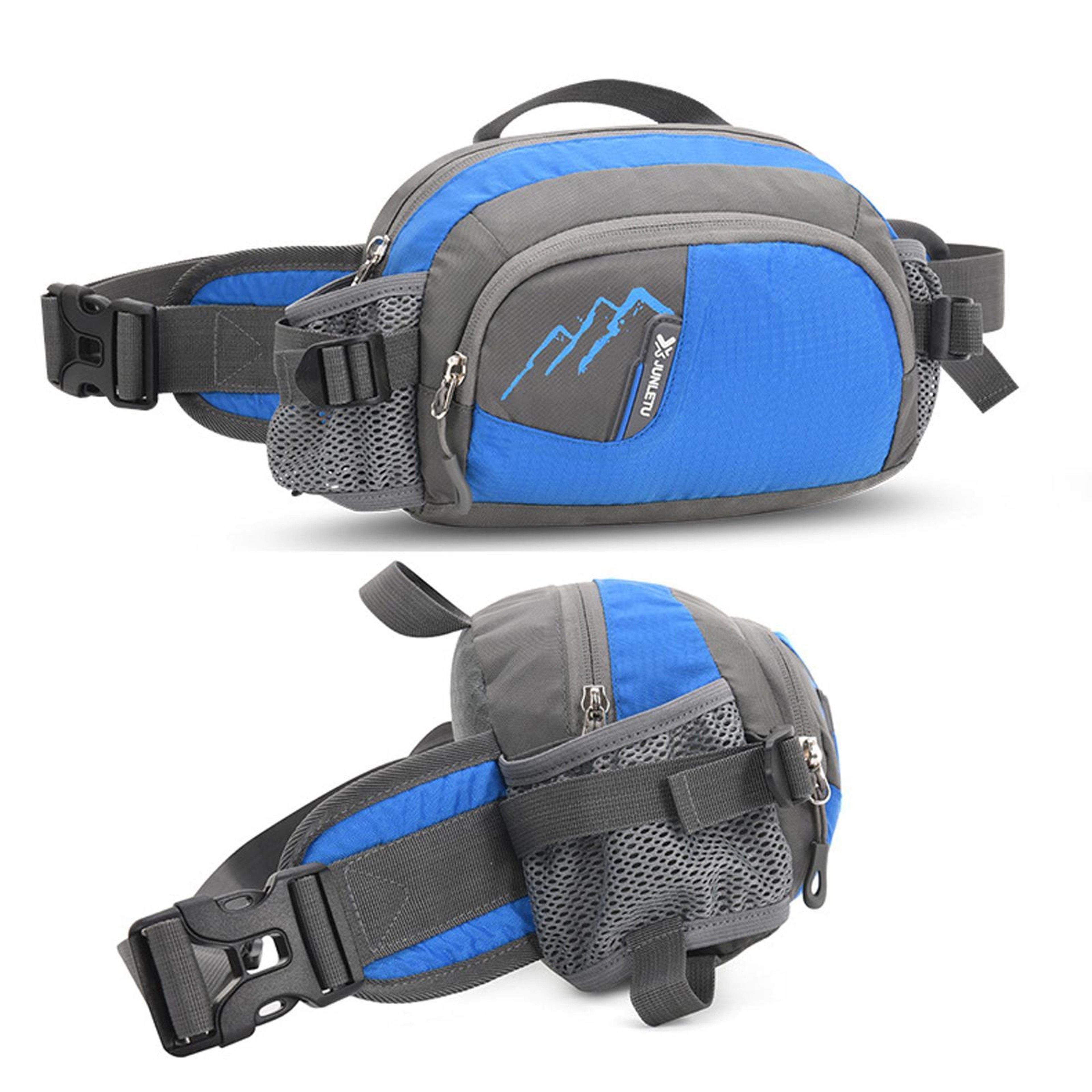 Blue Water Repellent Hiking Waist Pack with Adjustable Strap and Multiple Pockets – view 4