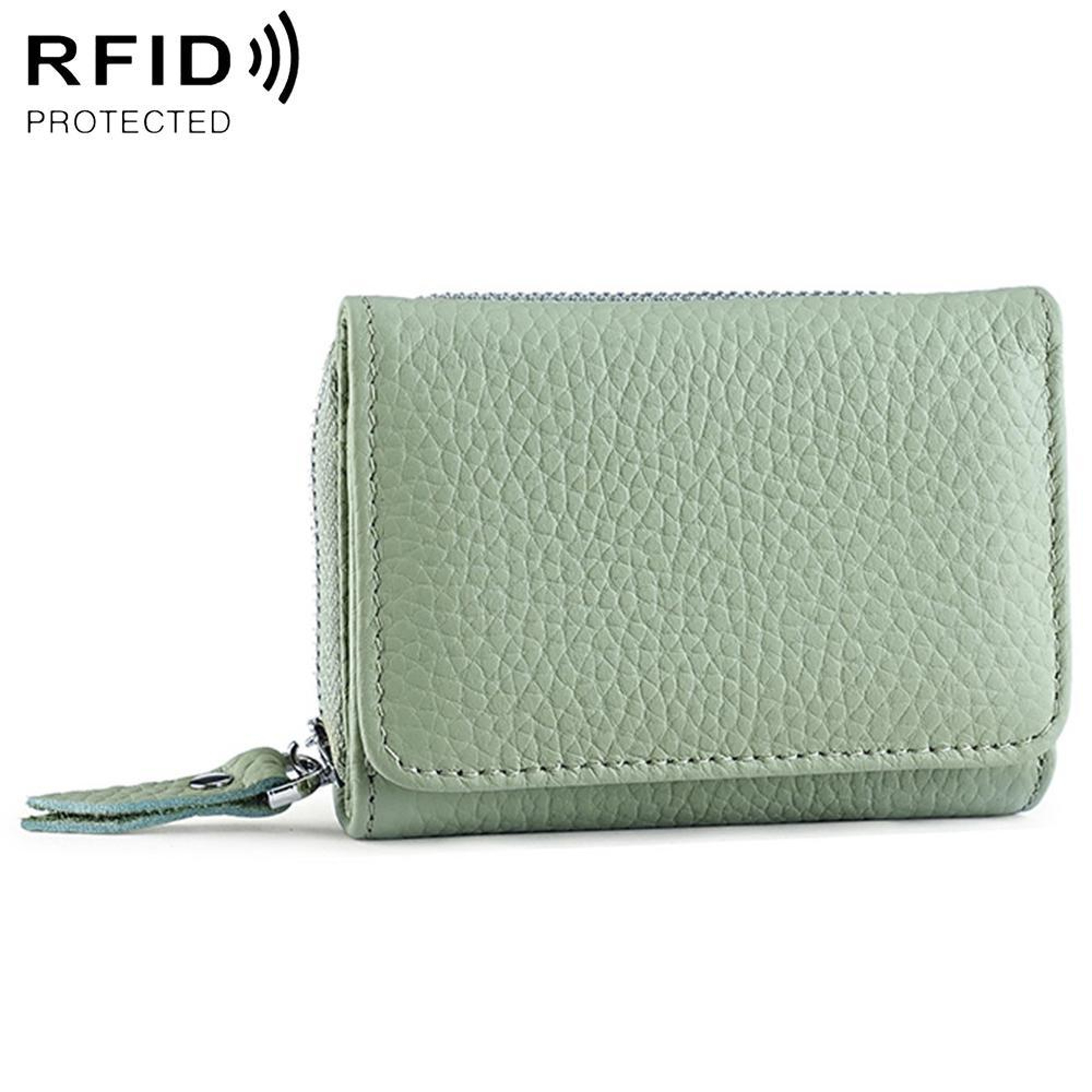 Genuine Leather Tri Fold RFID Wallet with Coin and Key Storage Black – view 13