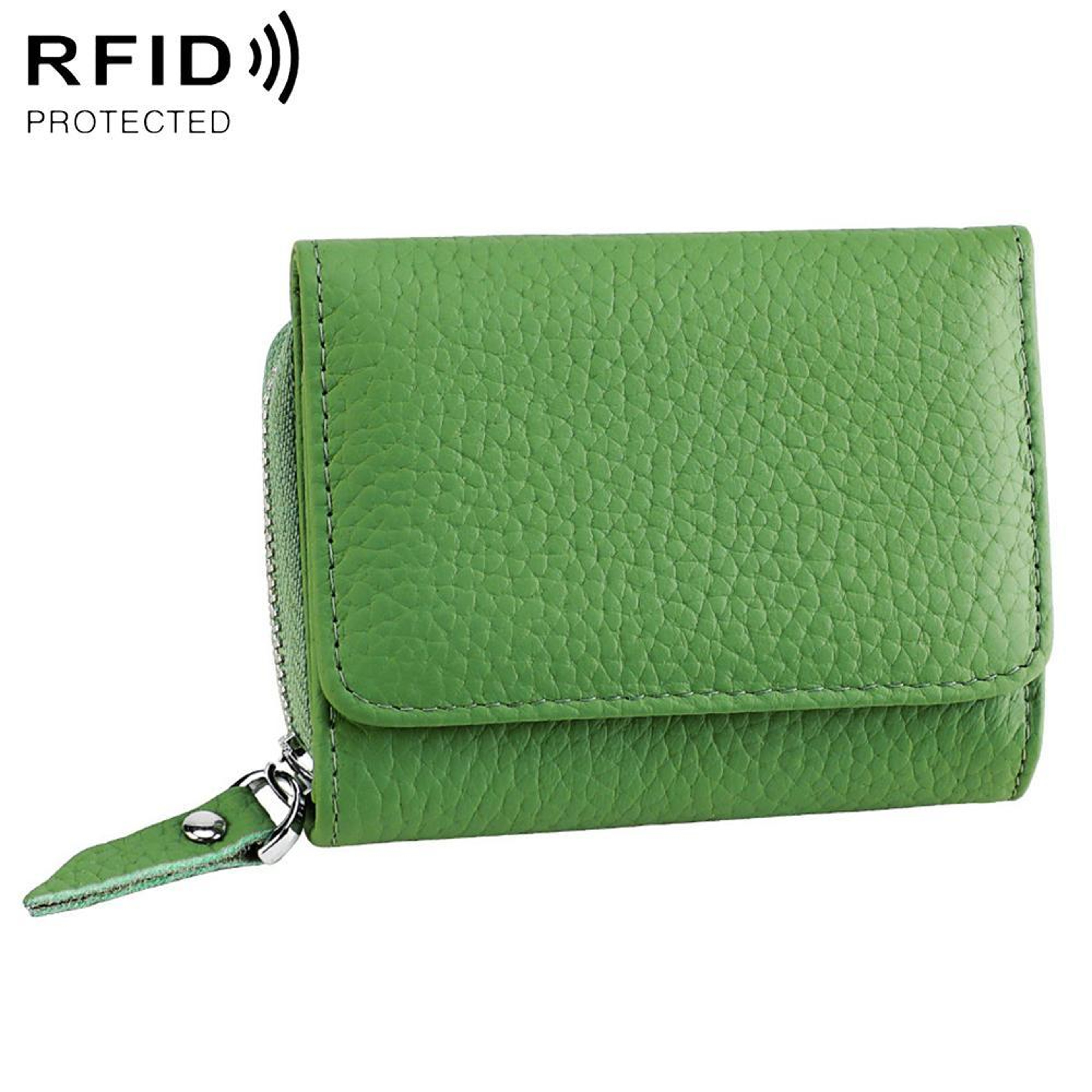 Genuine Leather Tri Fold RFID Wallet with Coin and Key Storage Black – view 19