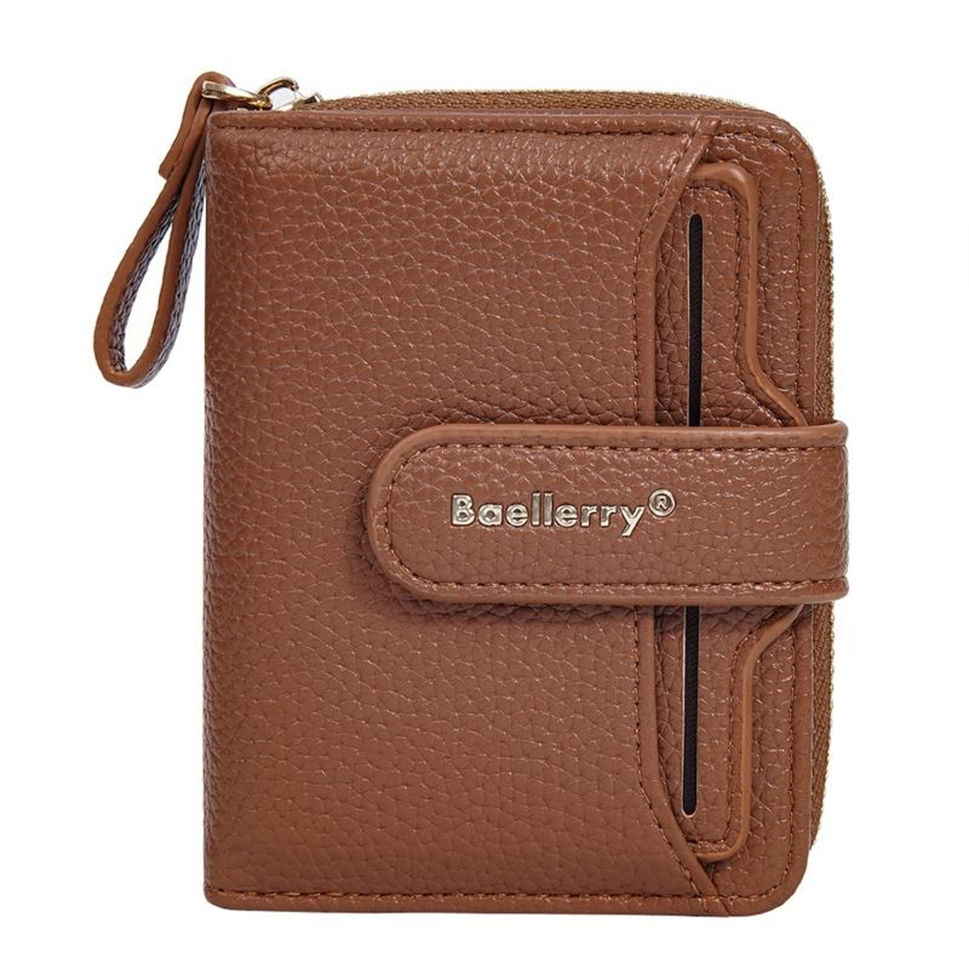 Womens Compact PU Leather Zipper Wallet with Multiple Card Slots Black – view 11