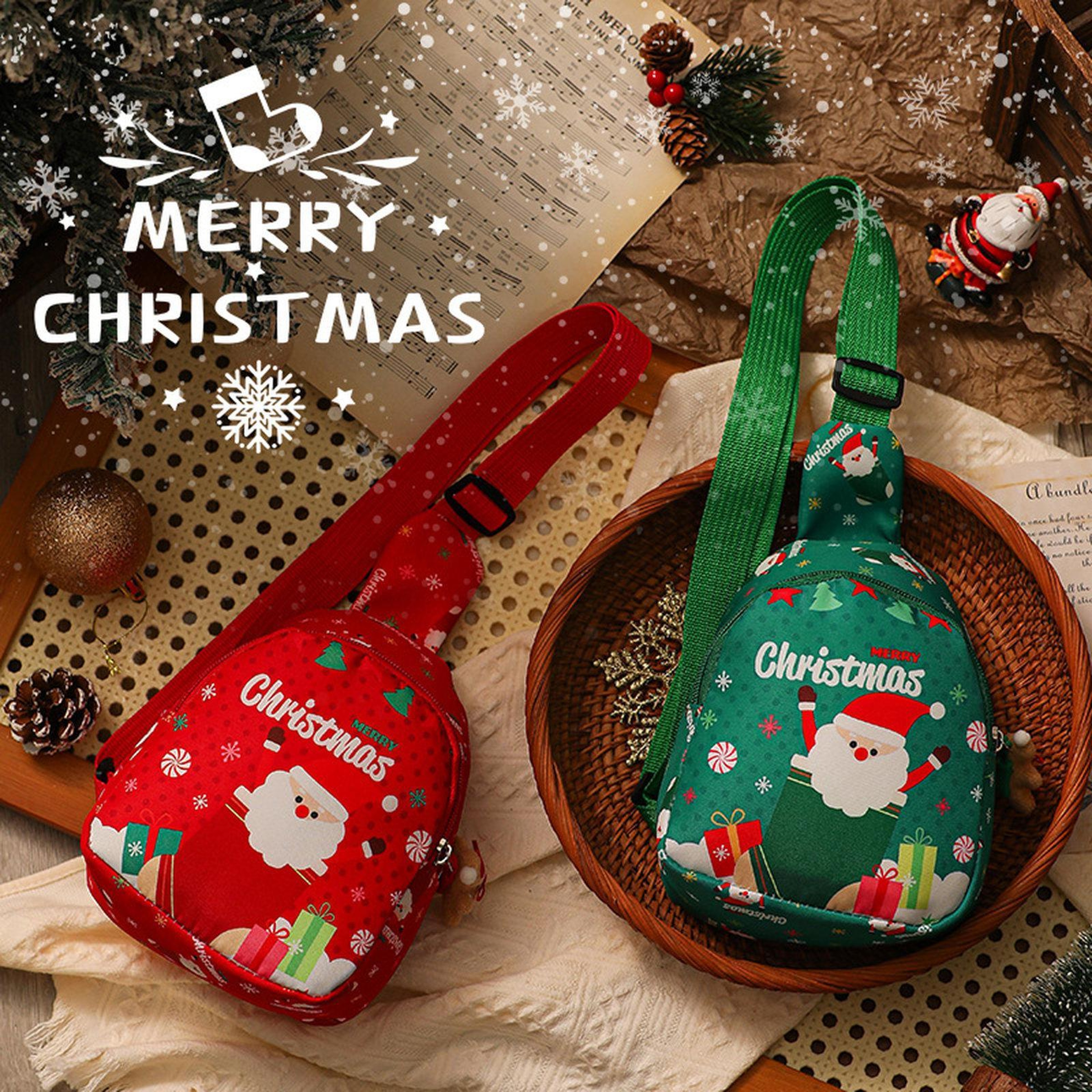 Kids Christmas Sling Bag with Adjustable Strap and Gingerbread Charm Green – view 3
