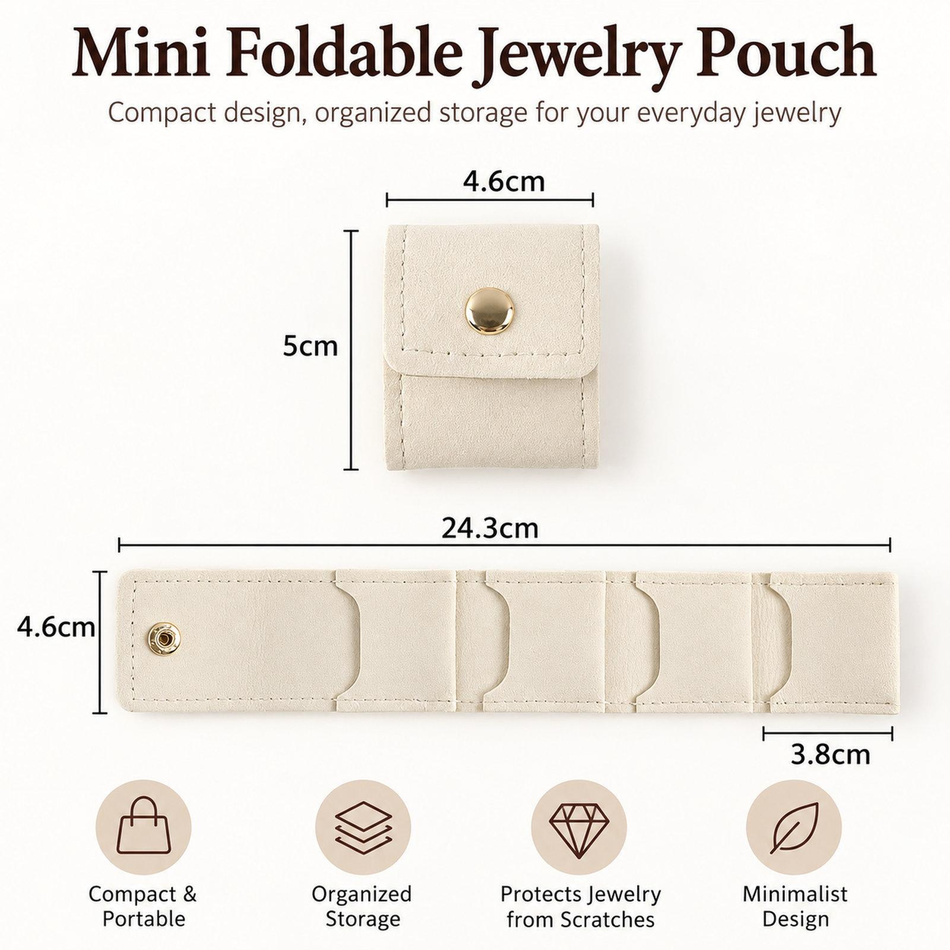 Mini Travel Jewelry Pouch with 4 Compartments and Snap Closure Pink – view 7