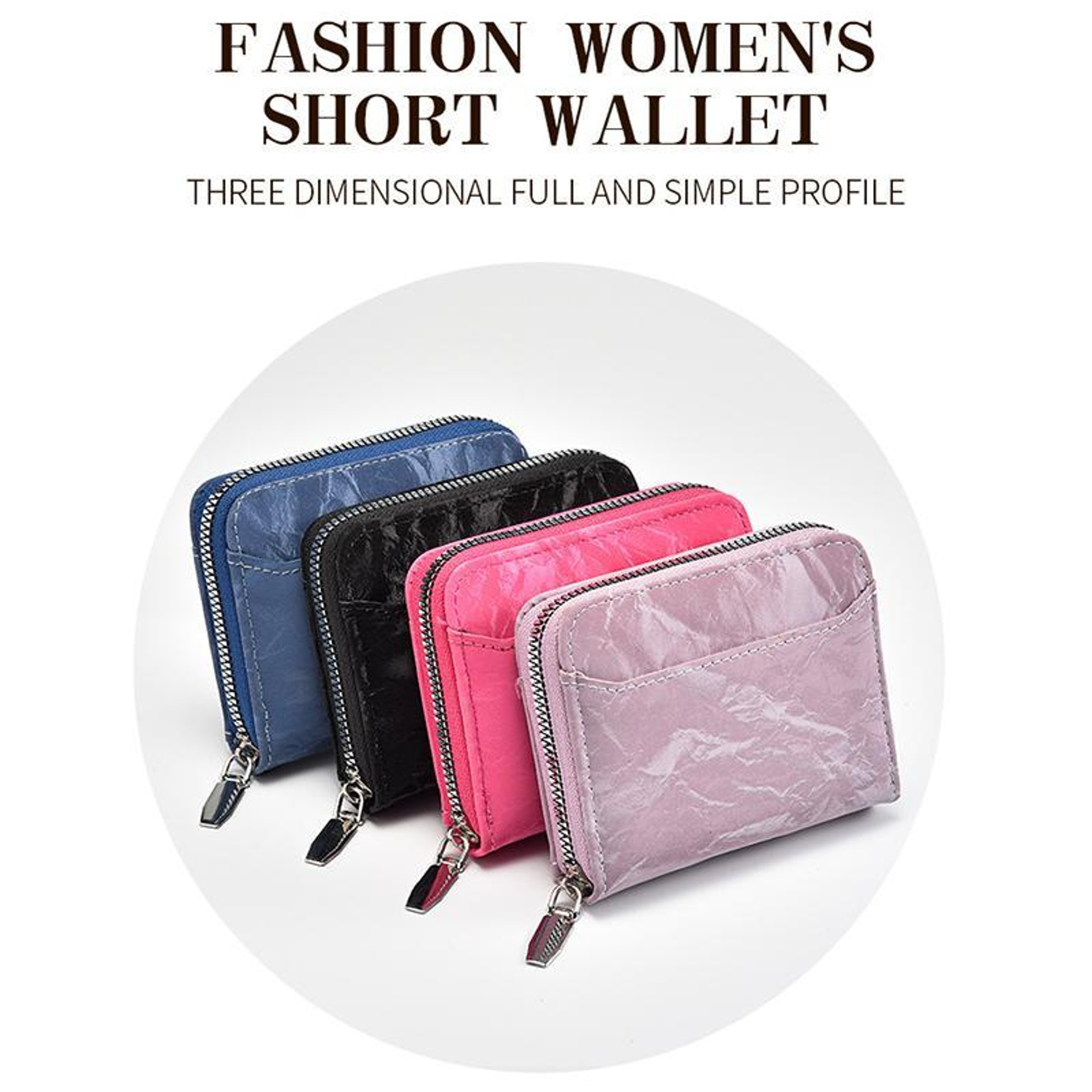 Retro Accordion Card Holder Wallet with Zipper in Peach Red – view 3