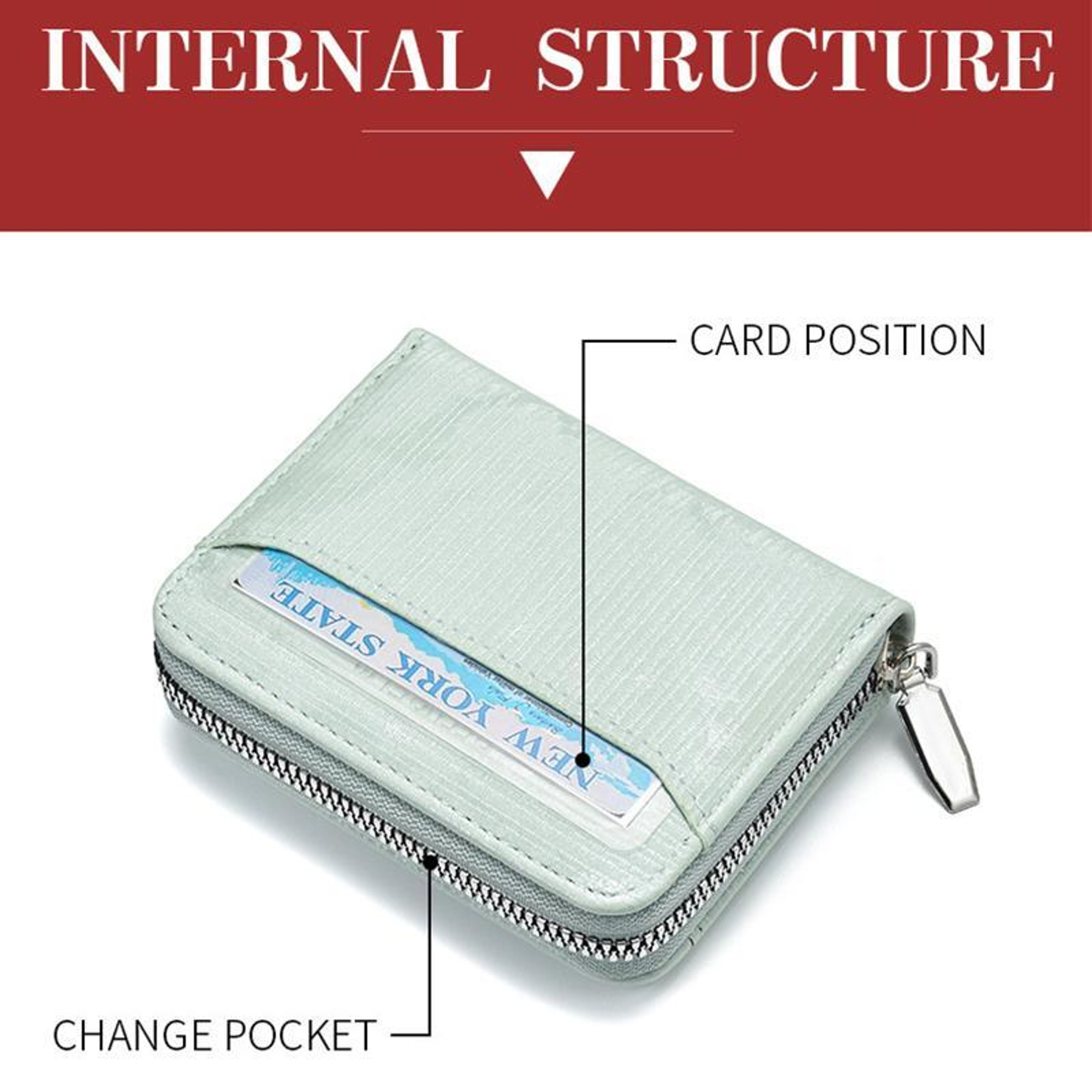 Compact PU Leather Zipper Wallet with Coin Pocket and Multi Card StoragePink – view 11