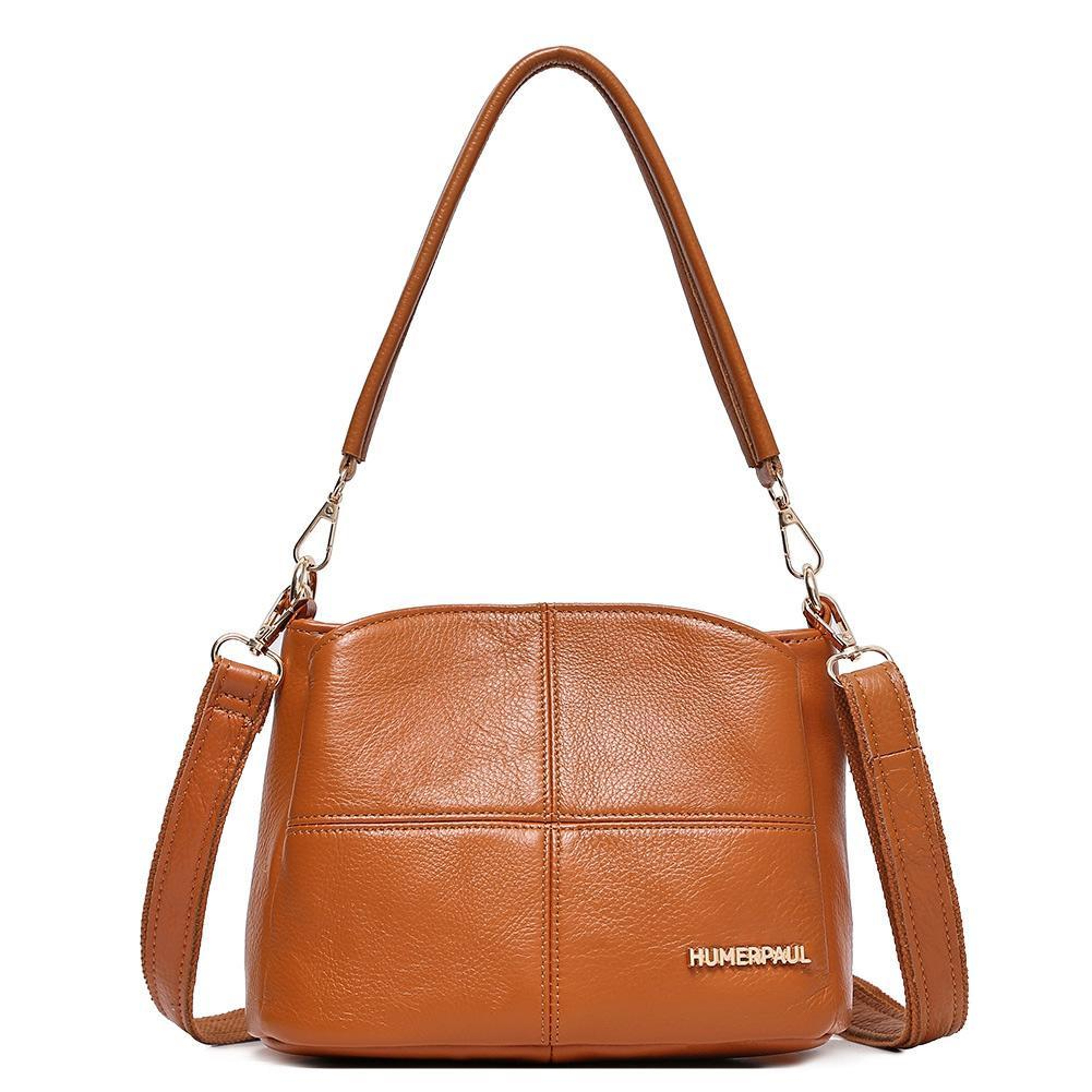 Womens Large Capacity Leather Shoulder and Crossbody Bag in Gray – view 9