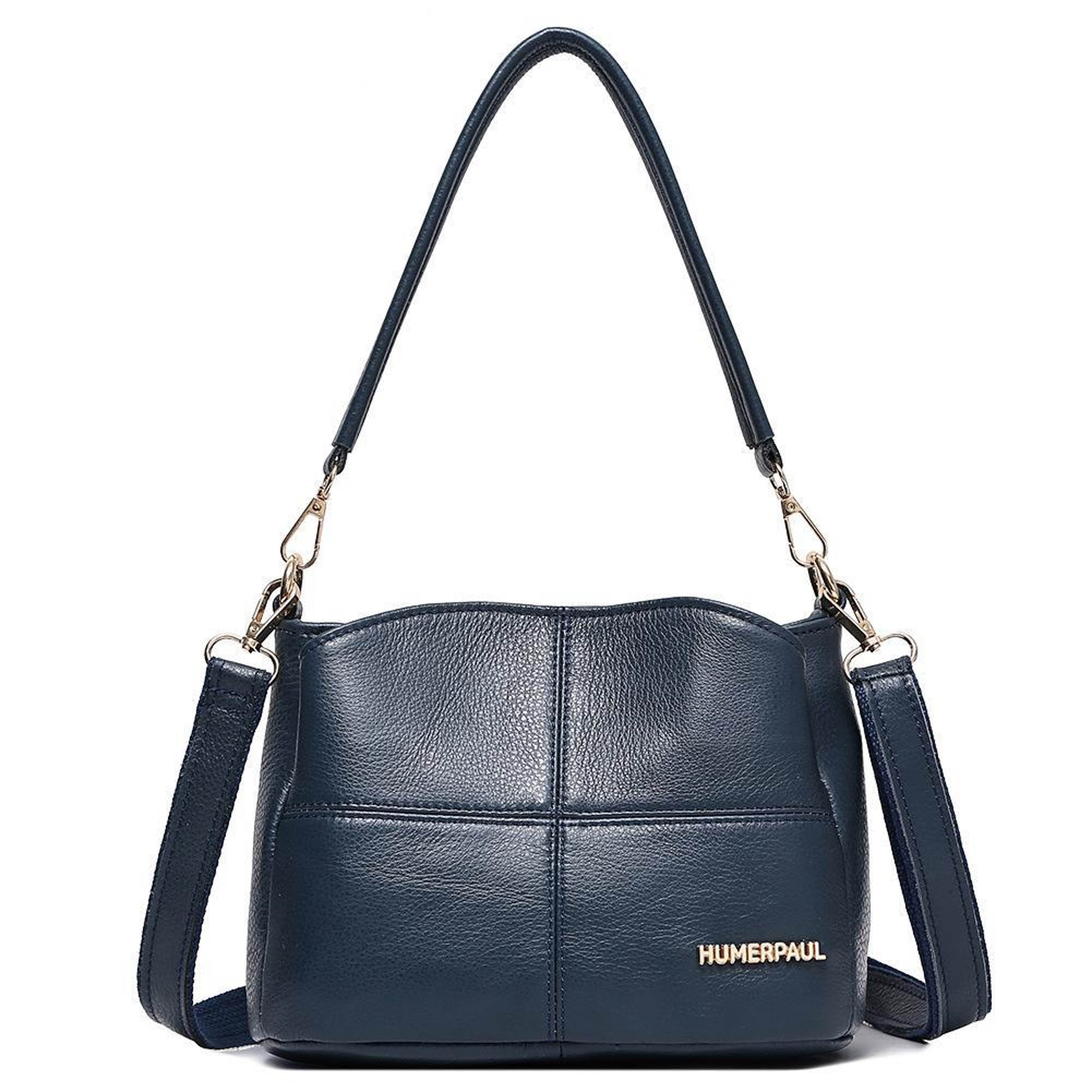 Womens Large Capacity Leather Shoulder and Crossbody Bag in Gray – view 10