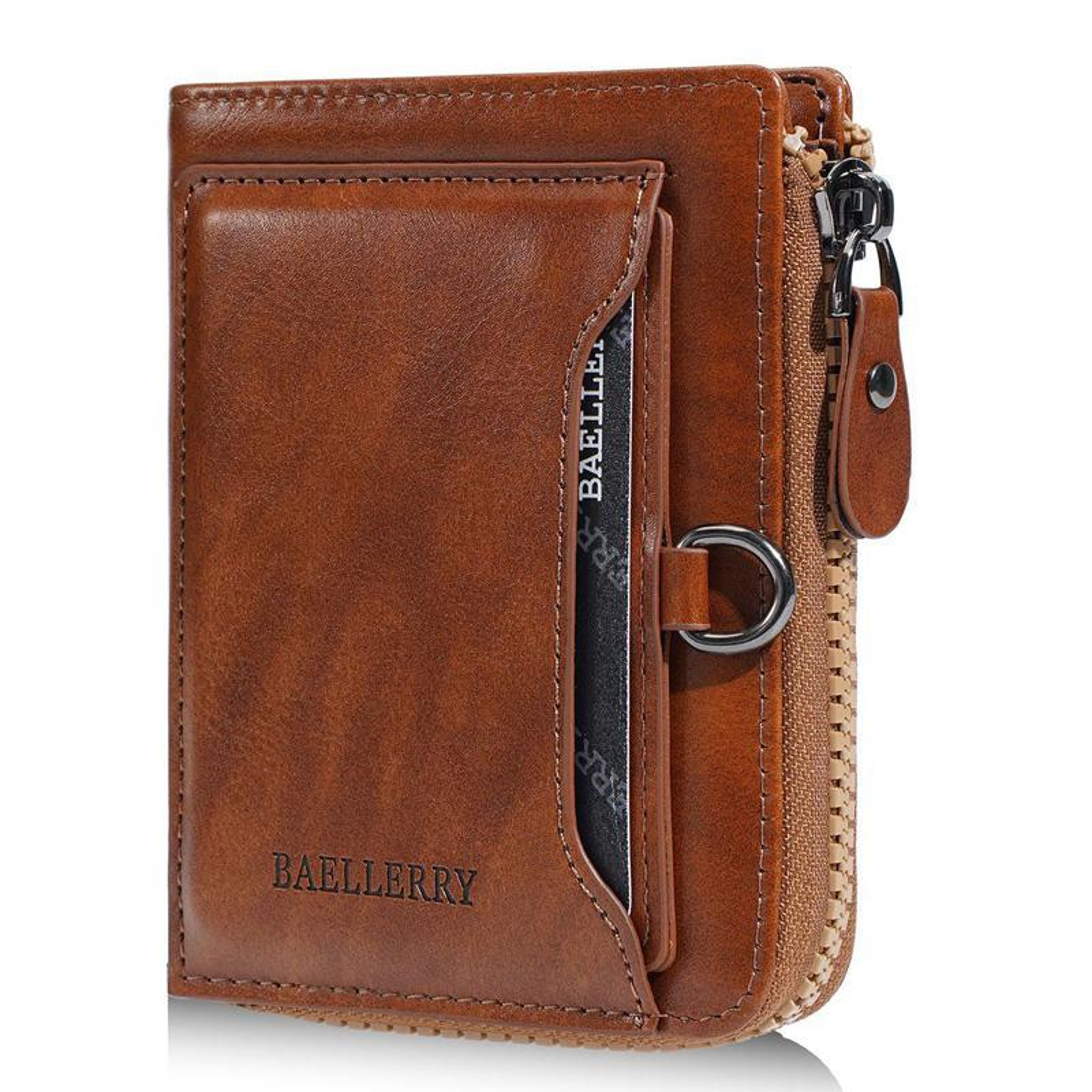 Mens Compact PU Leather Wallet with Multiple Card Slots and Zipper Coin Pocket – view 11