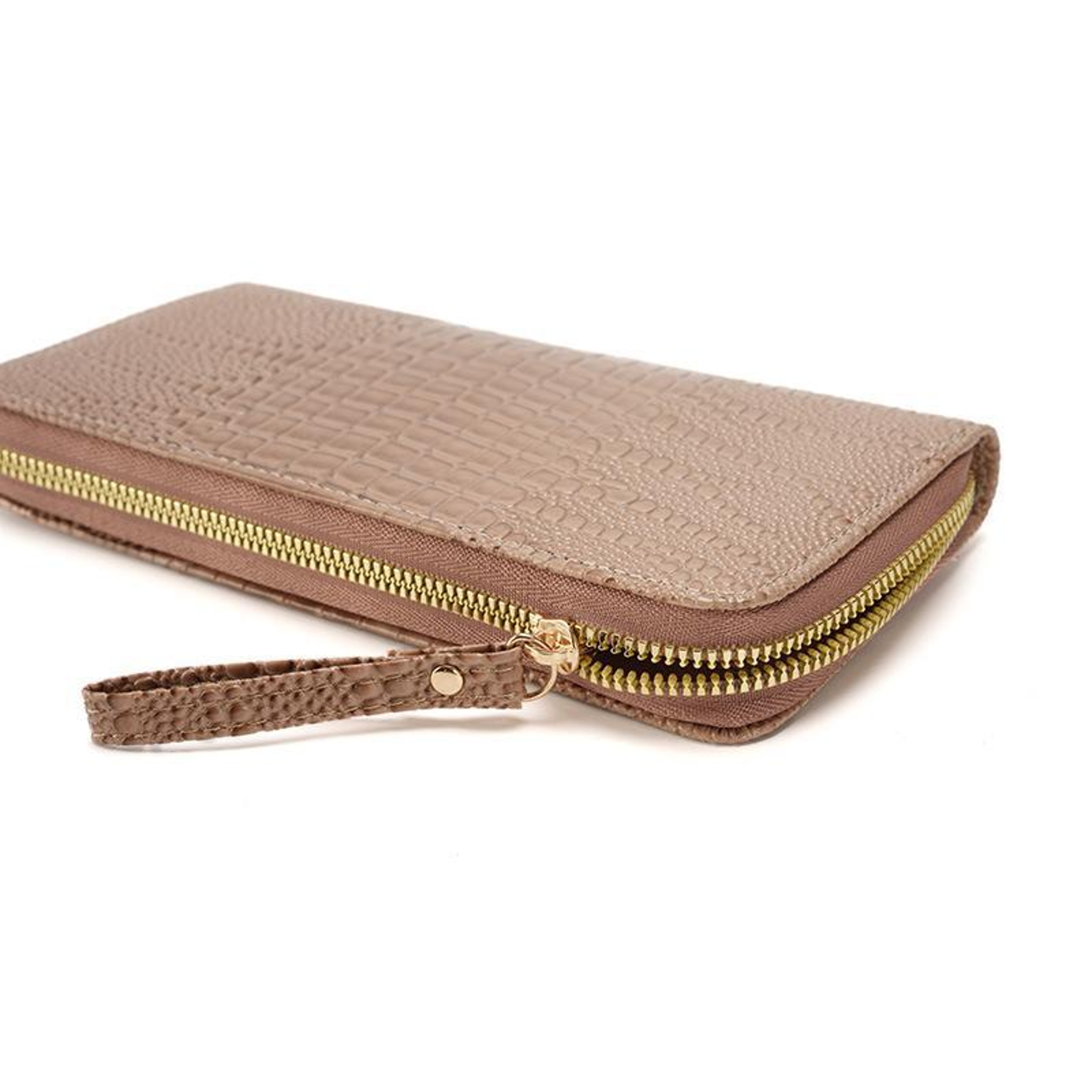 Womens Alligator Pattern Wallet with Multi Card Slots and Wristlet Clutch Black – view 3