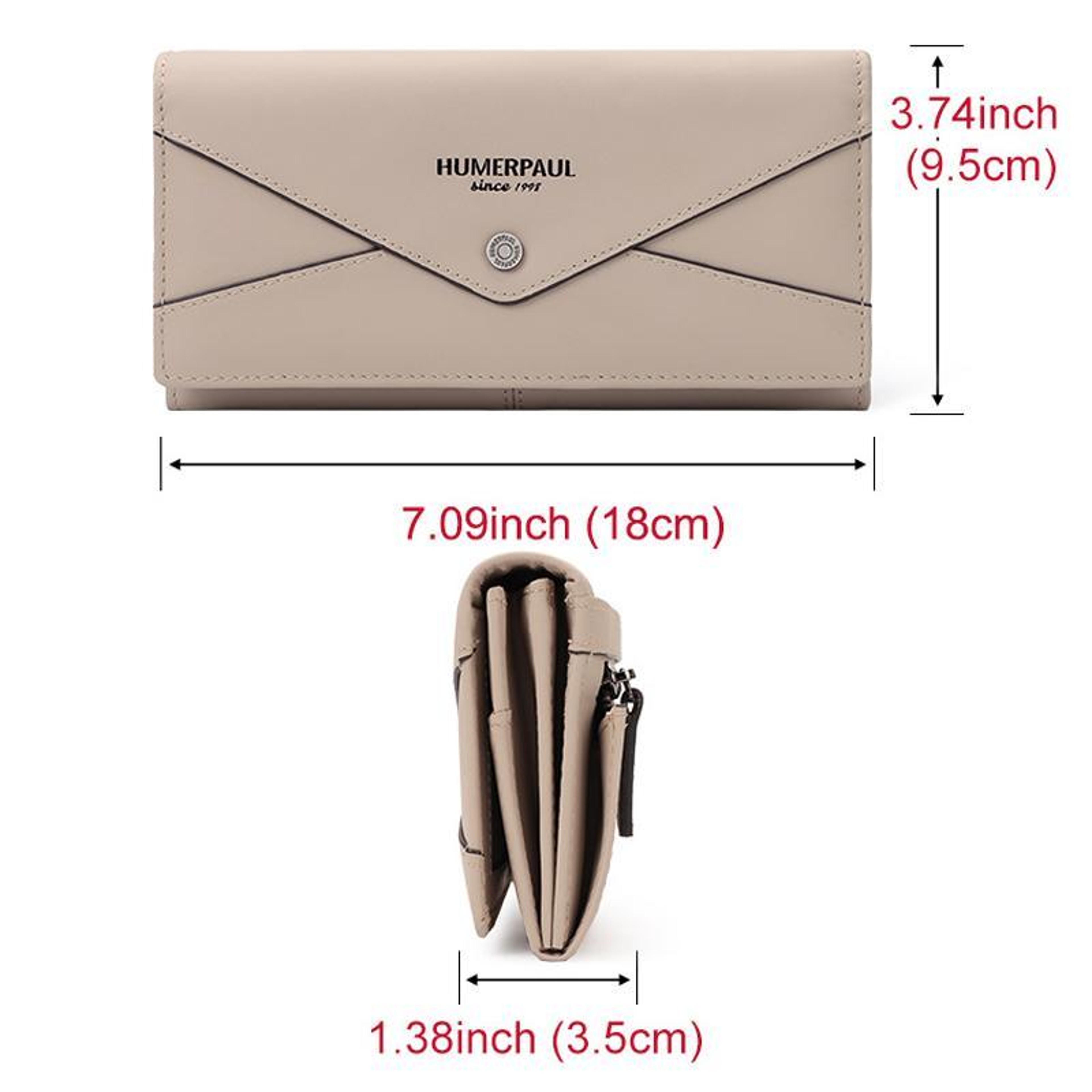 Womens Beige Leather RFID Long Wallet with Multi Card Holder – view 4