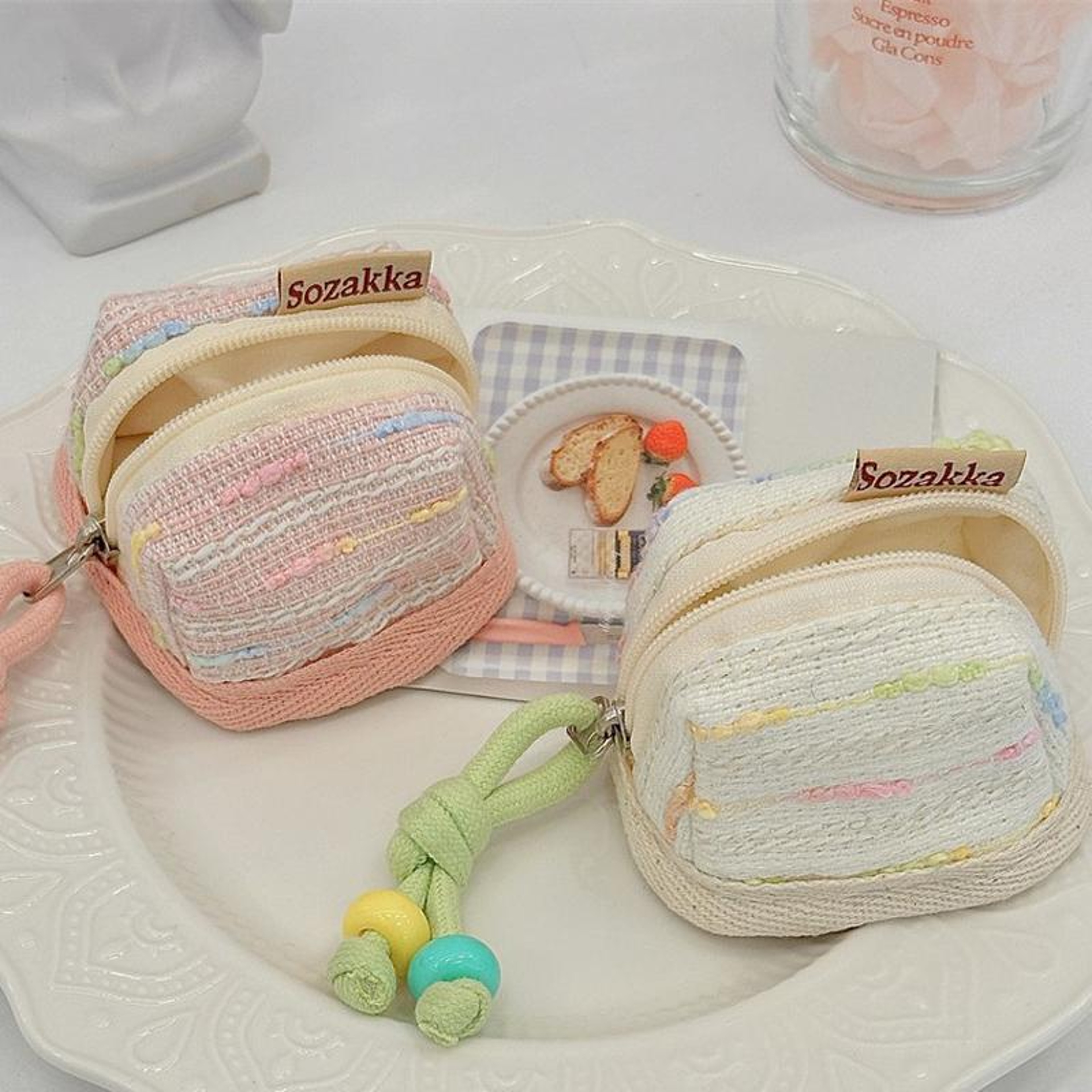 Cute Soft Bluetooth Earphone Storage Pouch in Beige – view 5