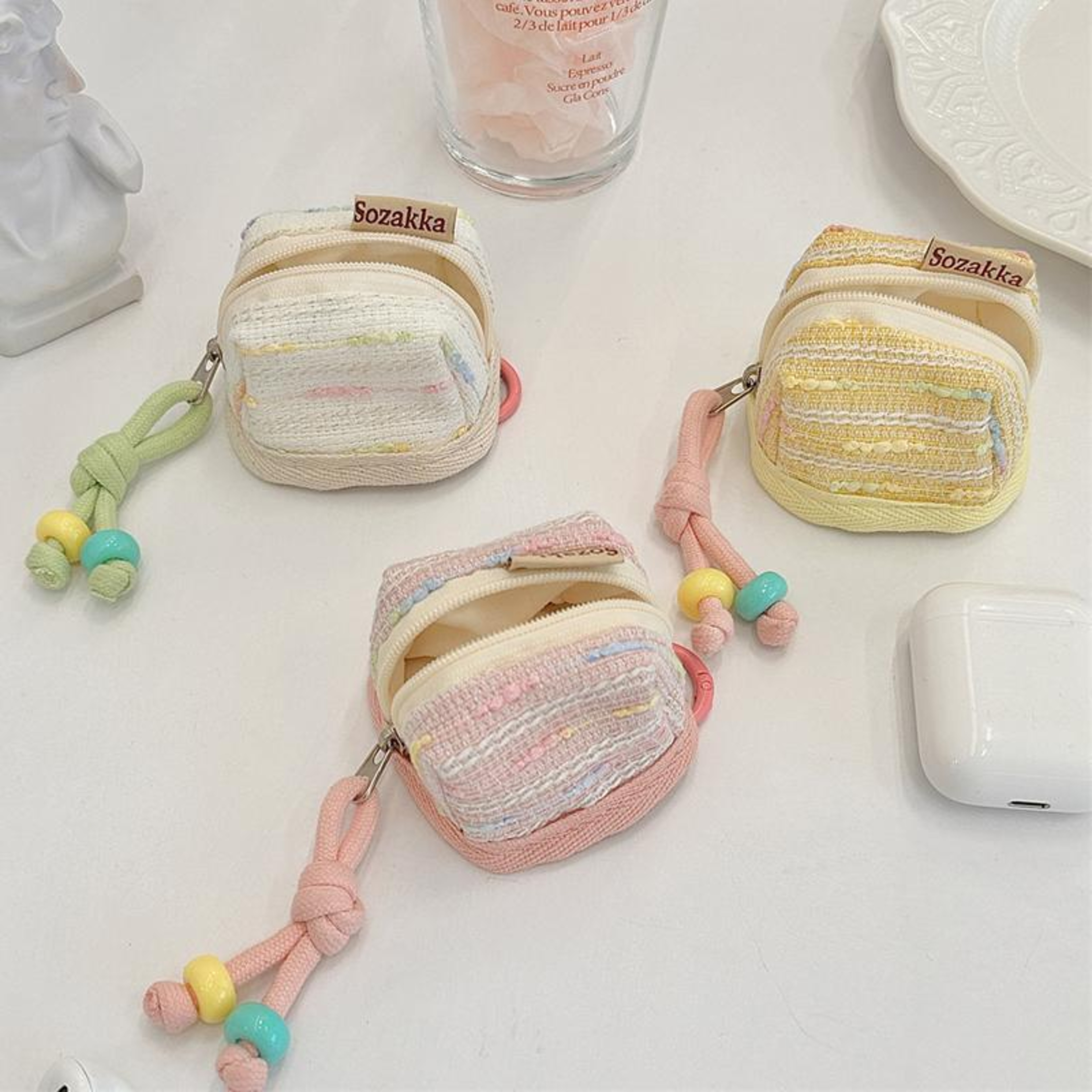 Cute Soft Bluetooth Earphone Storage Pouch in Beige – view 8