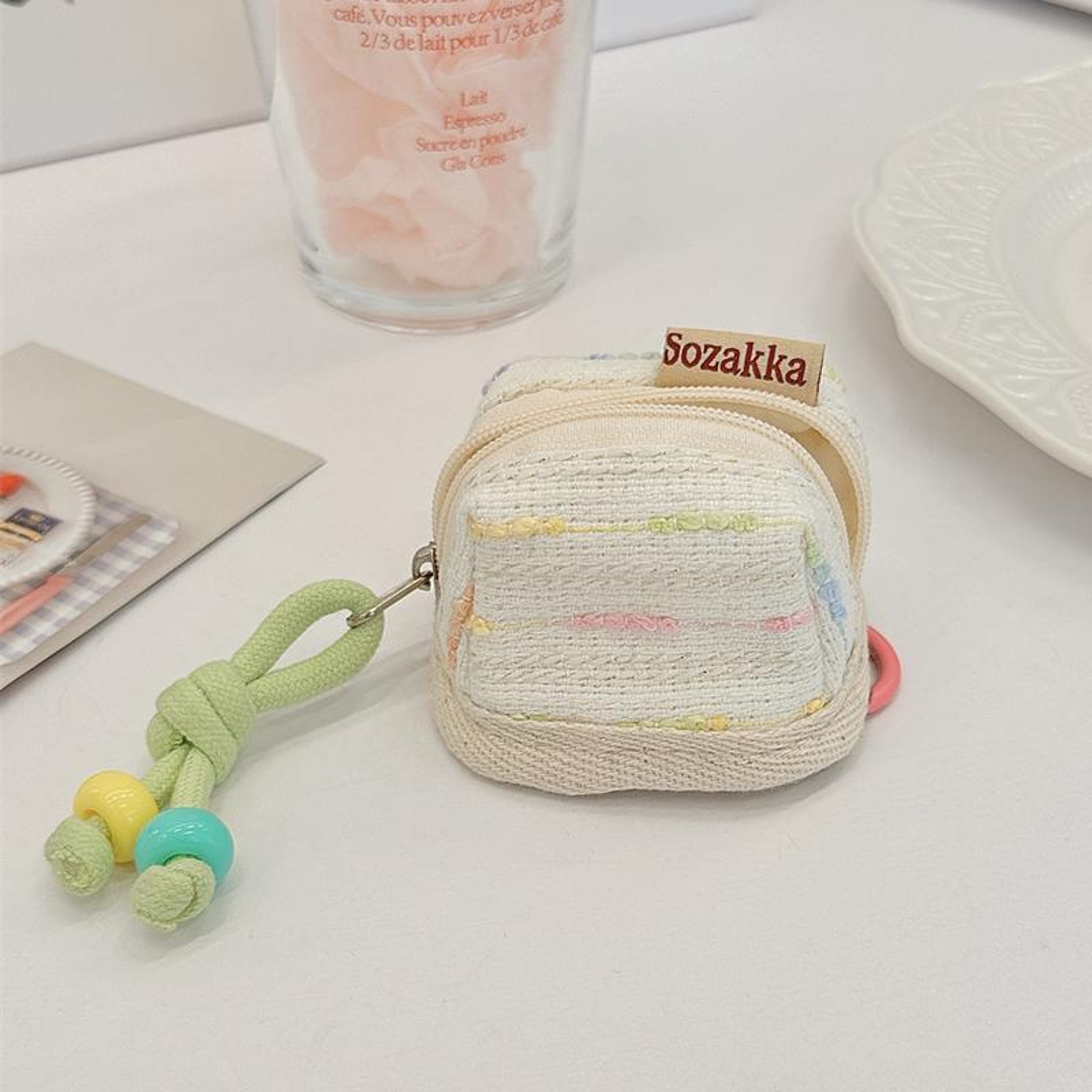 Cute Soft Bluetooth Earphone Storage Pouch in Beige – view 9