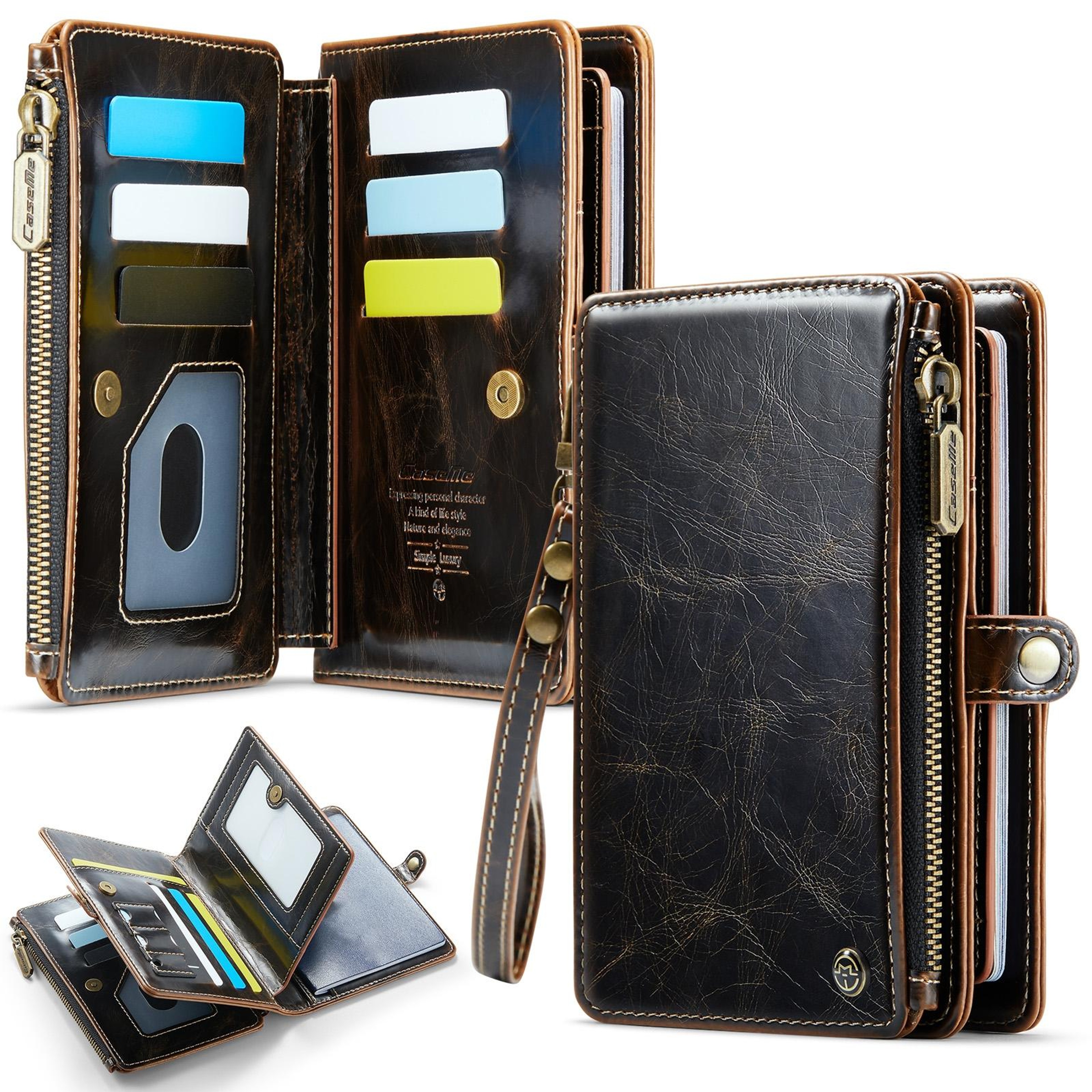 RFID Blocking Passport Wallet with Card Slots and Zipper Pocket Black – view 14