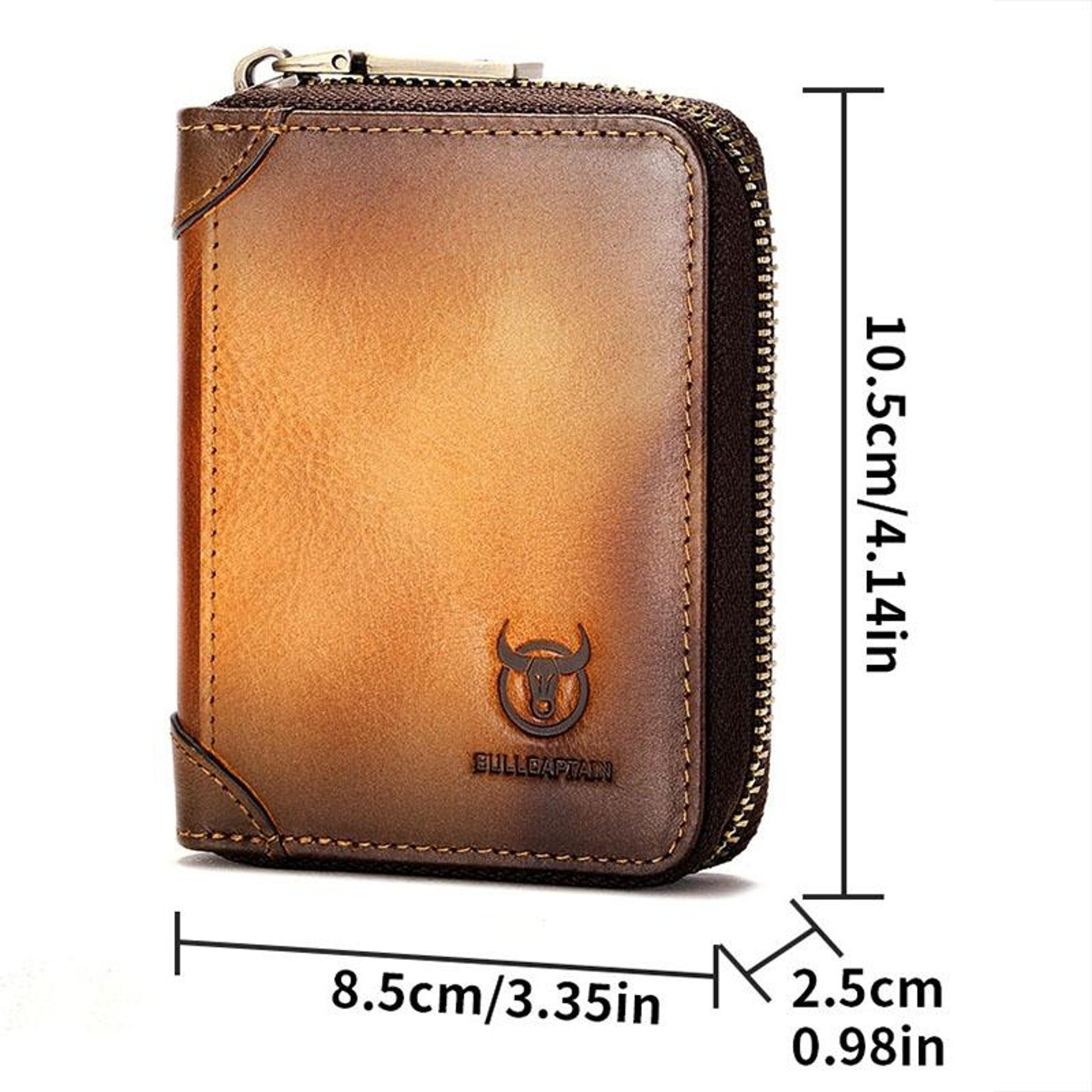 Anti Theft Cowhide Leather Card Holder Wallet with Zipper and NFC Blocking Black – view 3