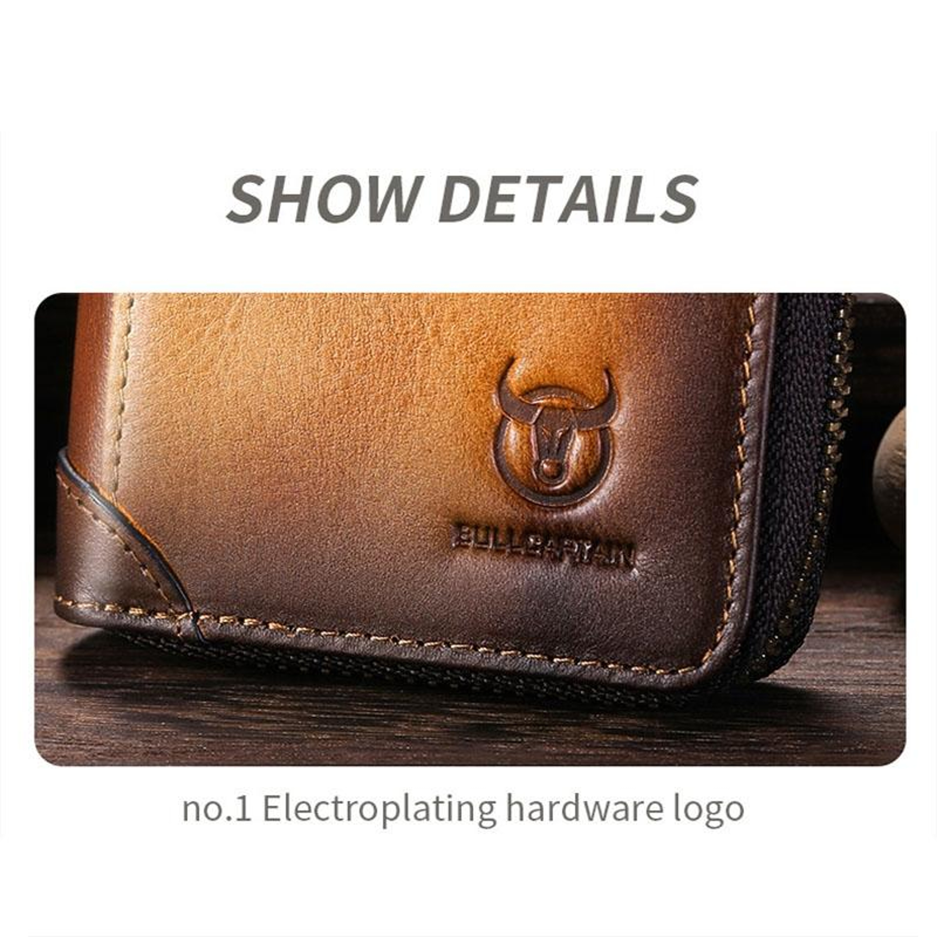 Anti Theft Cowhide Leather Card Holder Wallet with Zipper and NFC Blocking Black – view 4