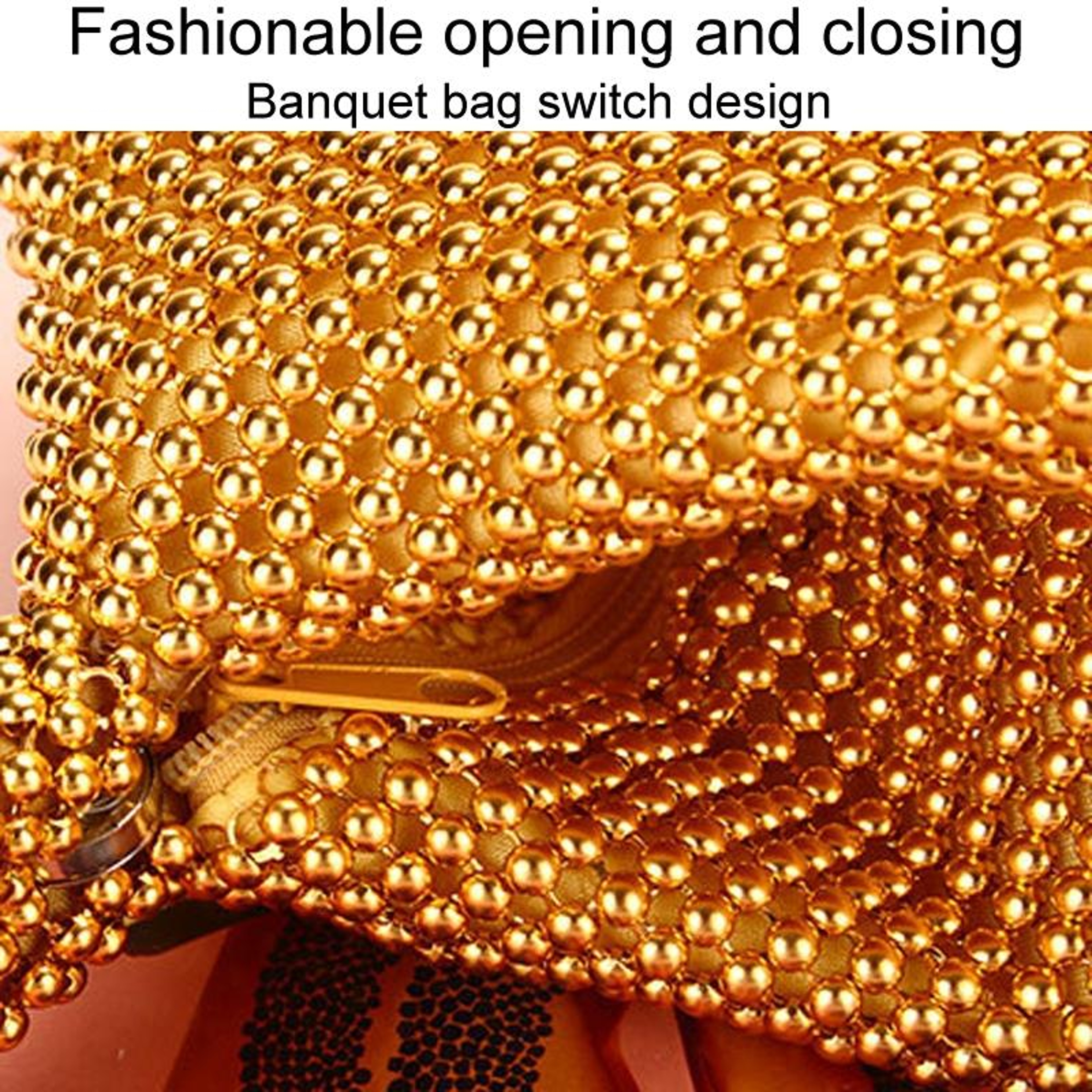Black Sequin Evening Clutch Bag with Zipper Closure for Weddings and Banquets – view 4