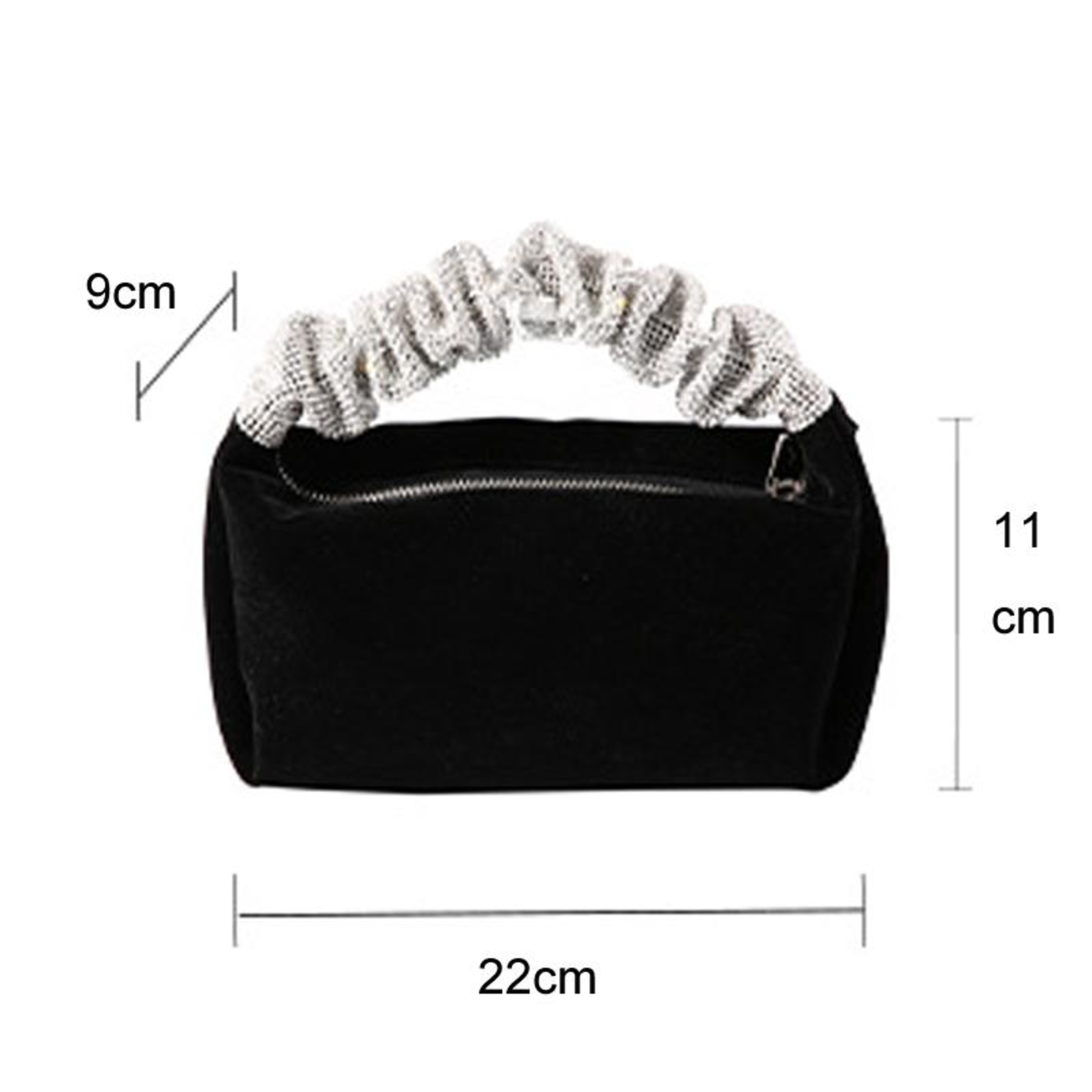 Black Velvet Rhinestone Evening Clutch Bag for Women – view 3