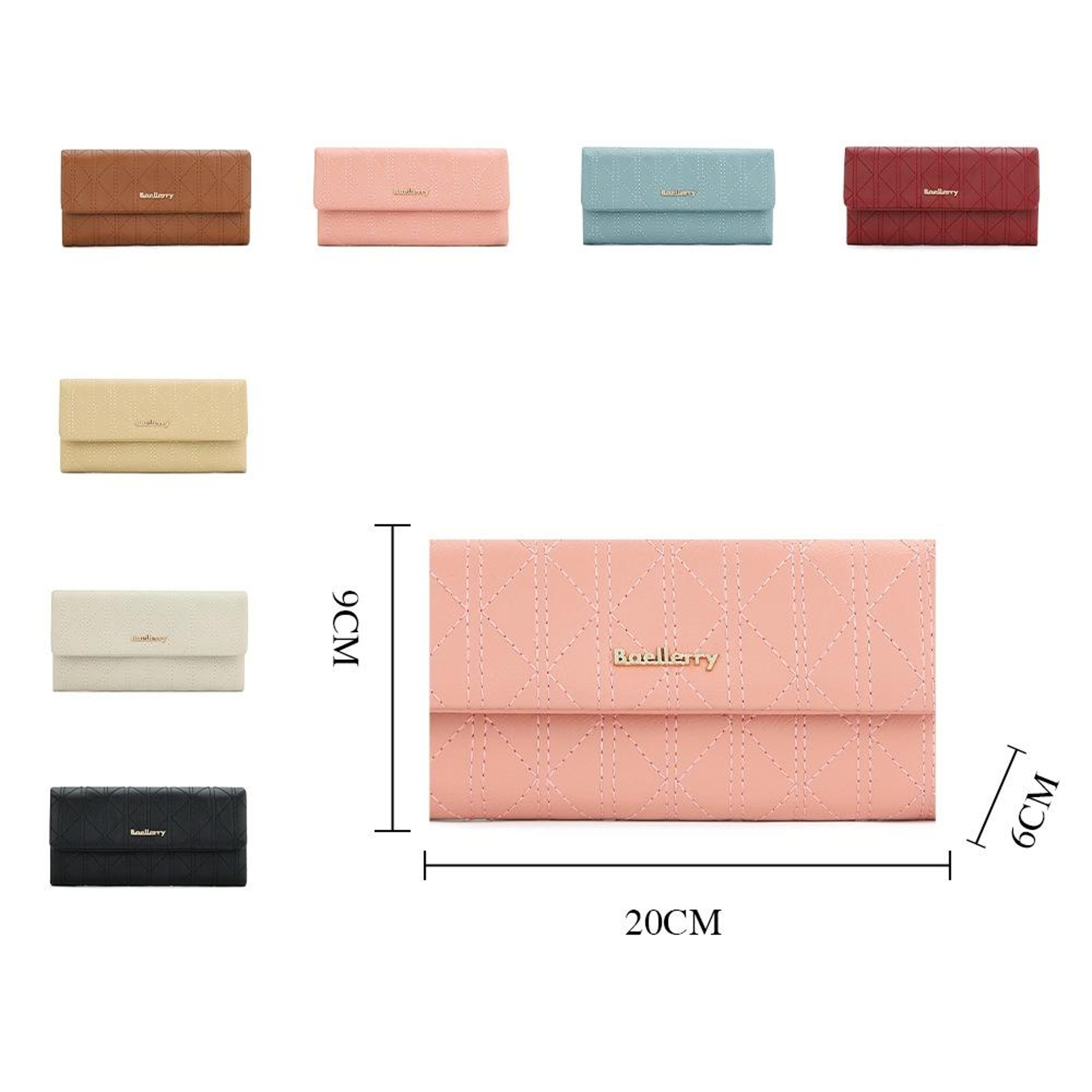 Womens Large Capacity PU Leather Wallet Clutch with Magnetic Closure Maroon Red – view 2