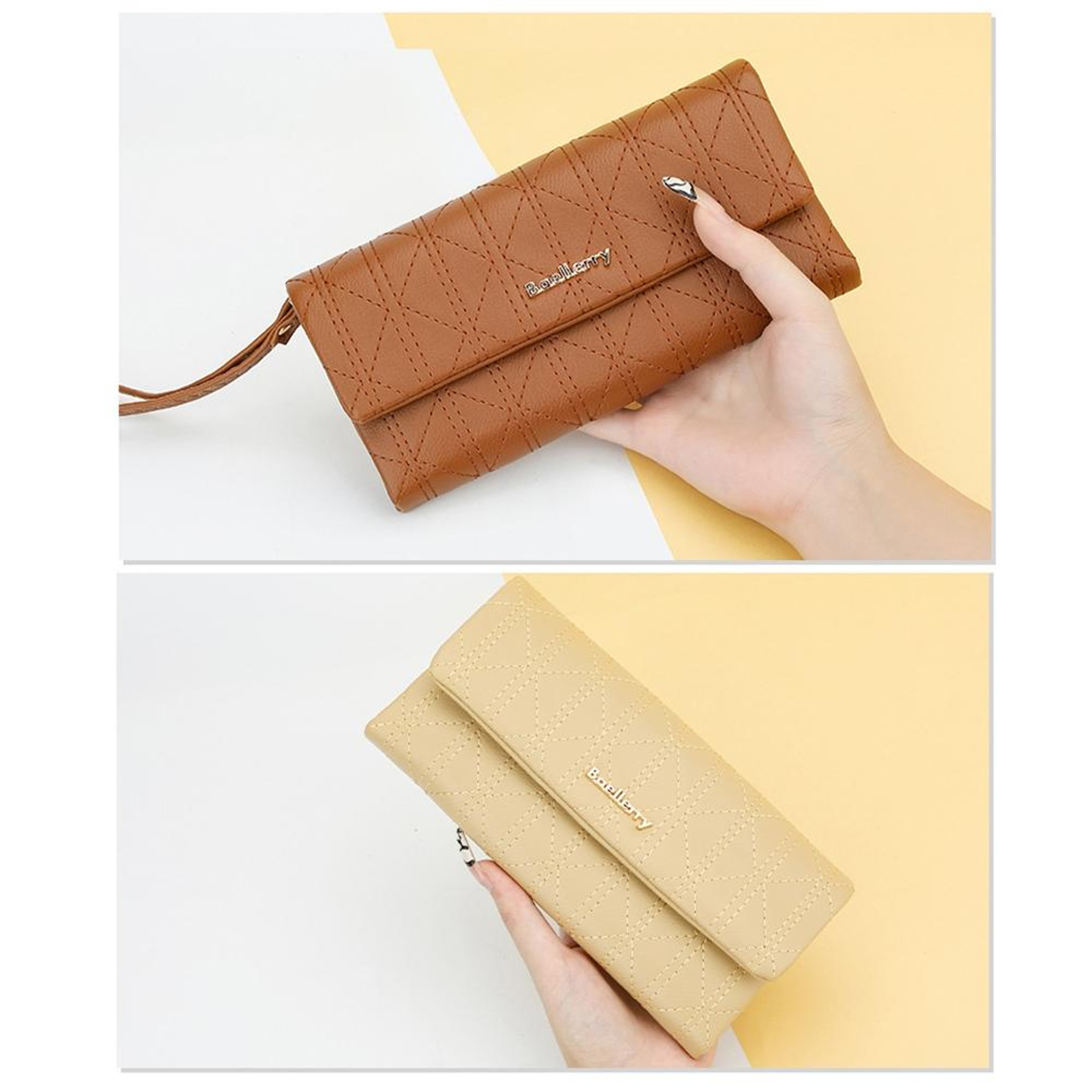 Womens Large Capacity PU Leather Wallet Clutch with Magnetic Closure Maroon Red – view 7
