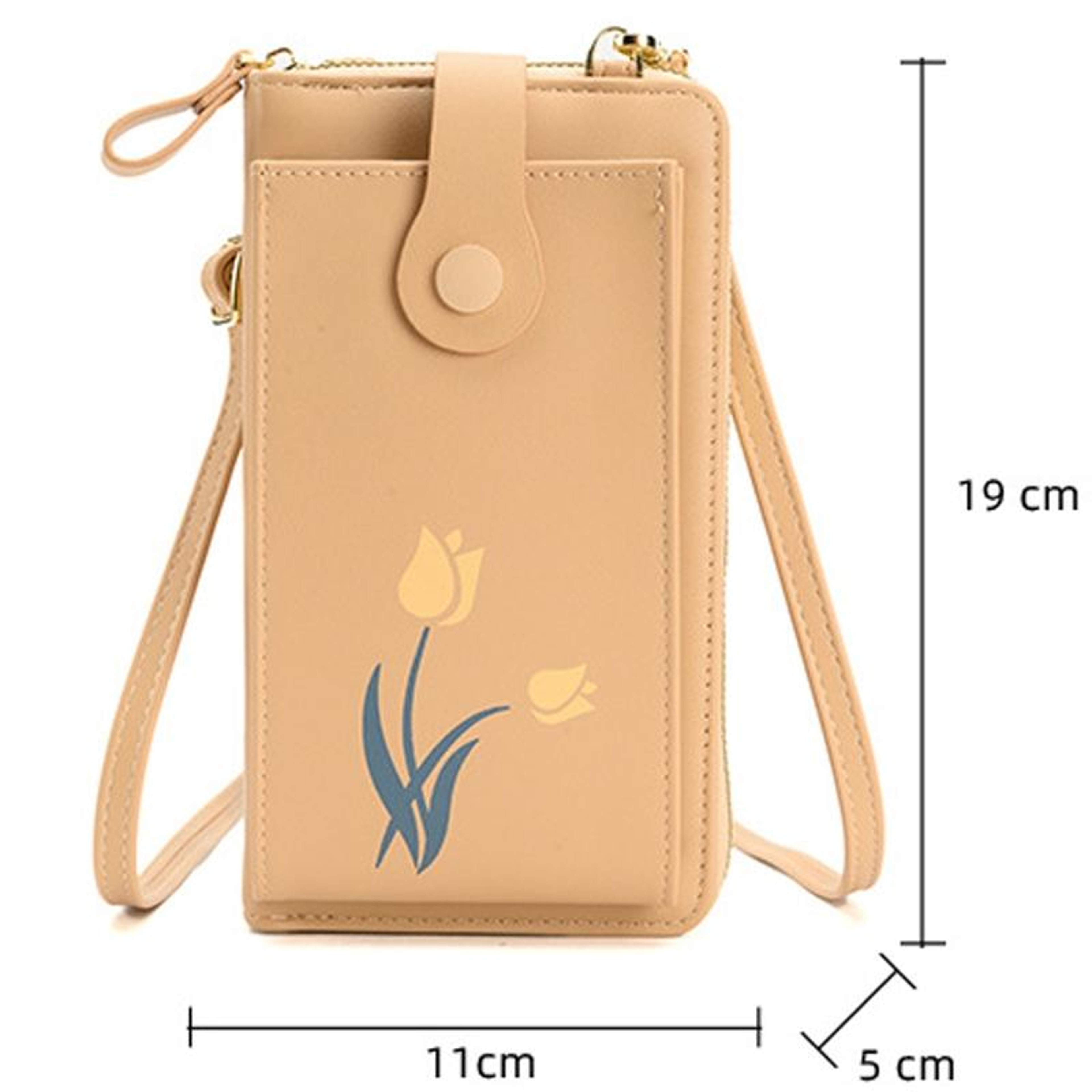 Floral Print Crossbody Phone Bag with Adjustable Shoulder Strap Black – view 3