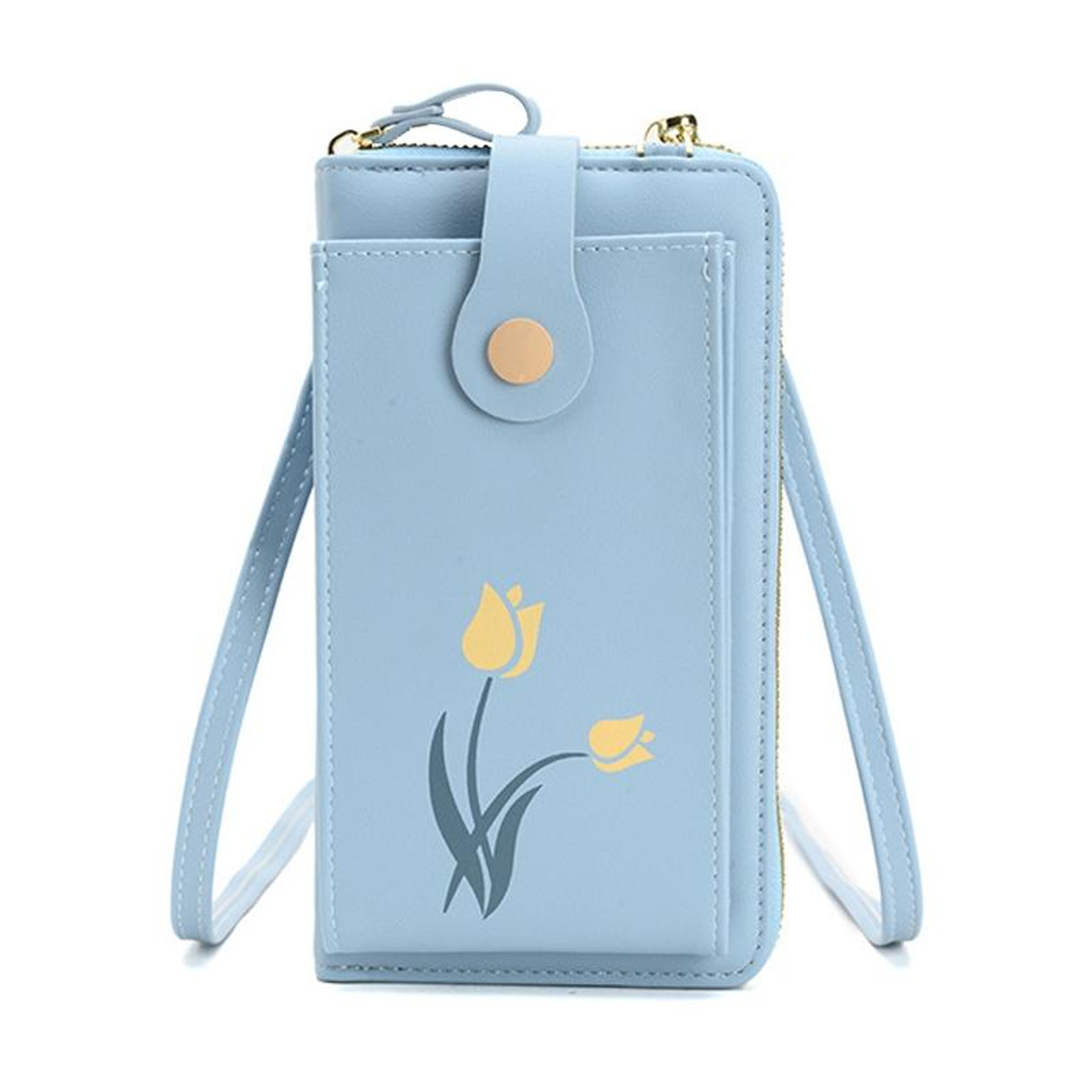 Floral Print Crossbody Phone Bag with Adjustable Shoulder Strap Black – view 9