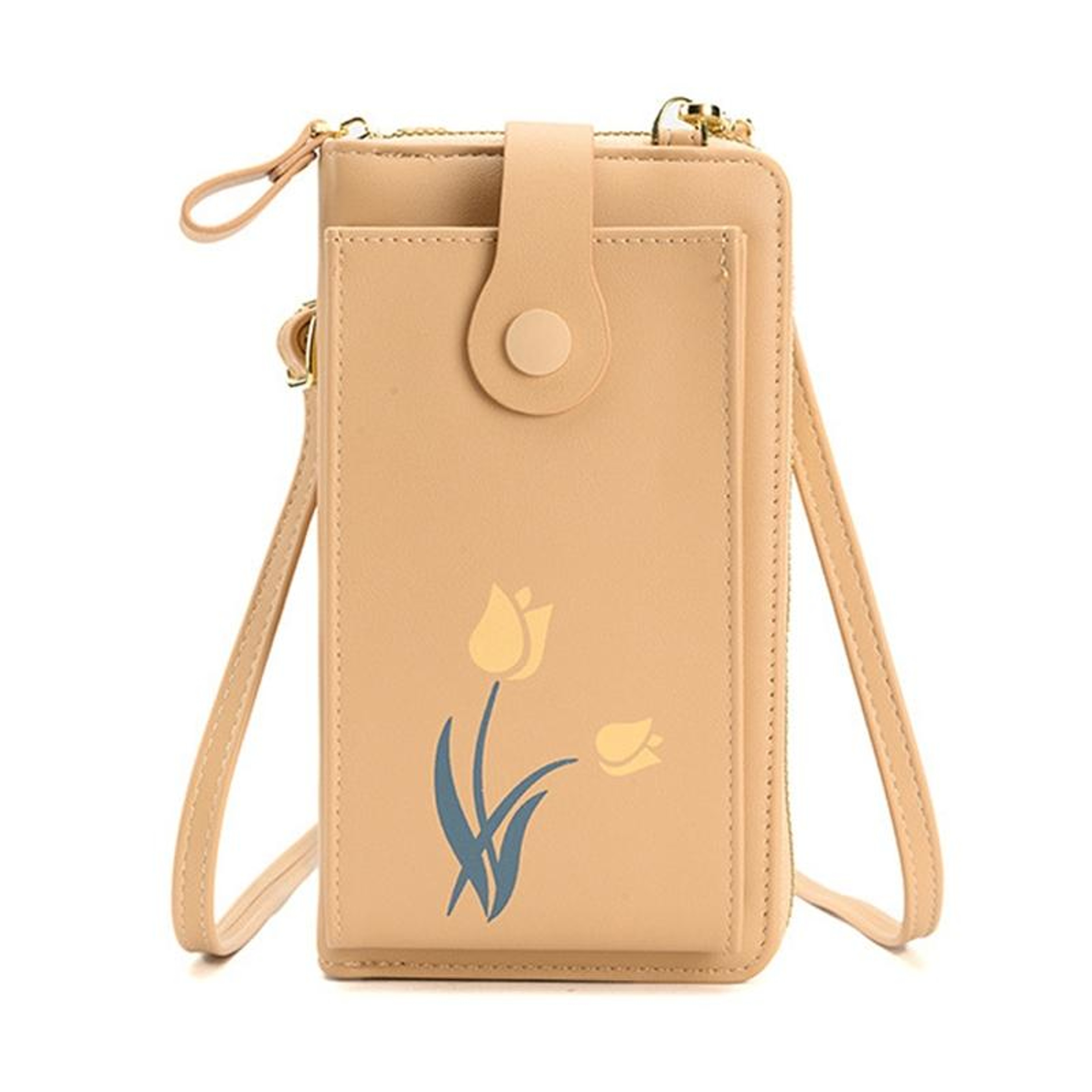 Floral Print Crossbody Phone Bag with Adjustable Shoulder Strap Black – view 10