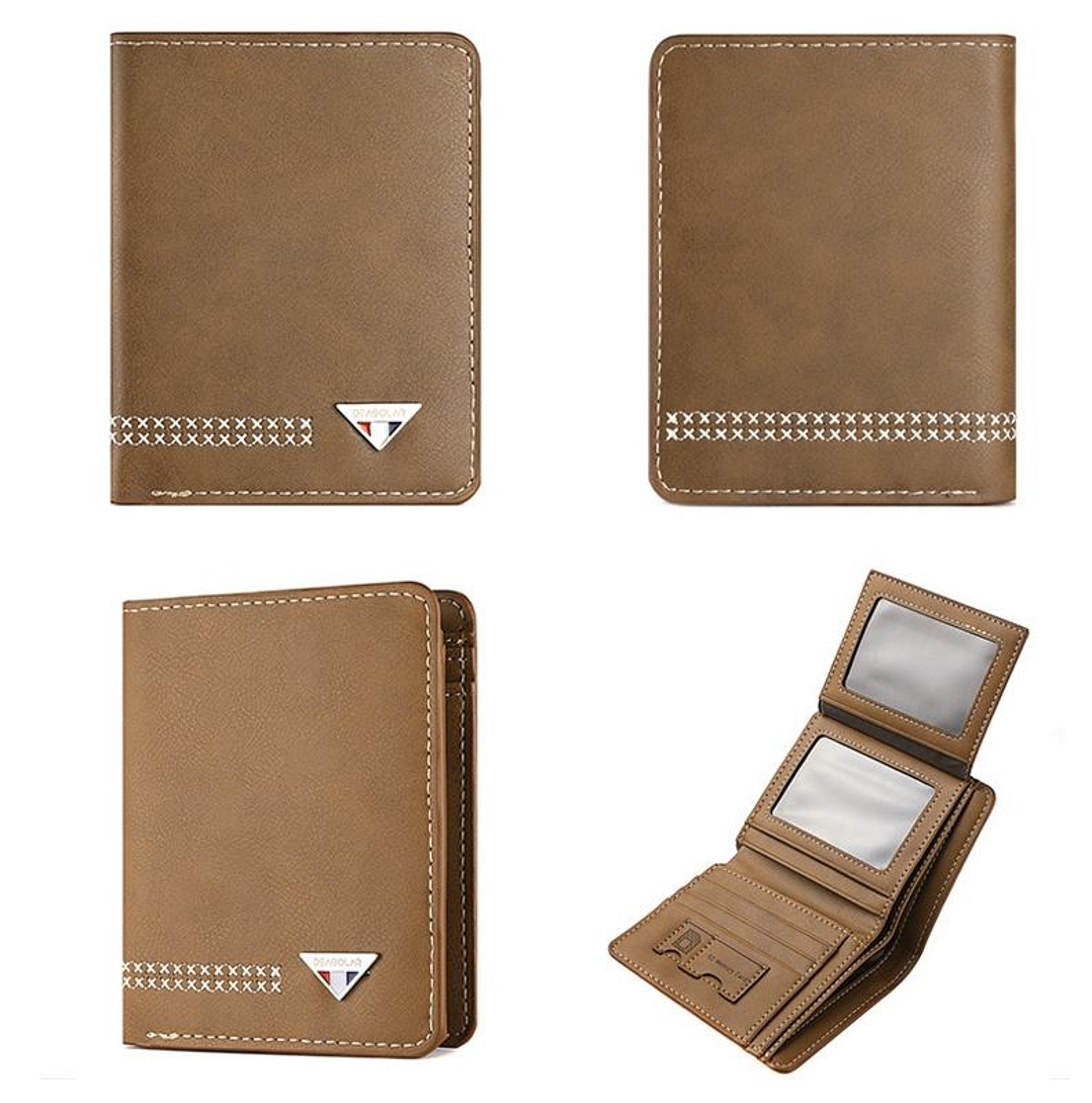 Mens Brown PU Leather Bifold Wallet with Multi Card Slots and ID Holders – view 2