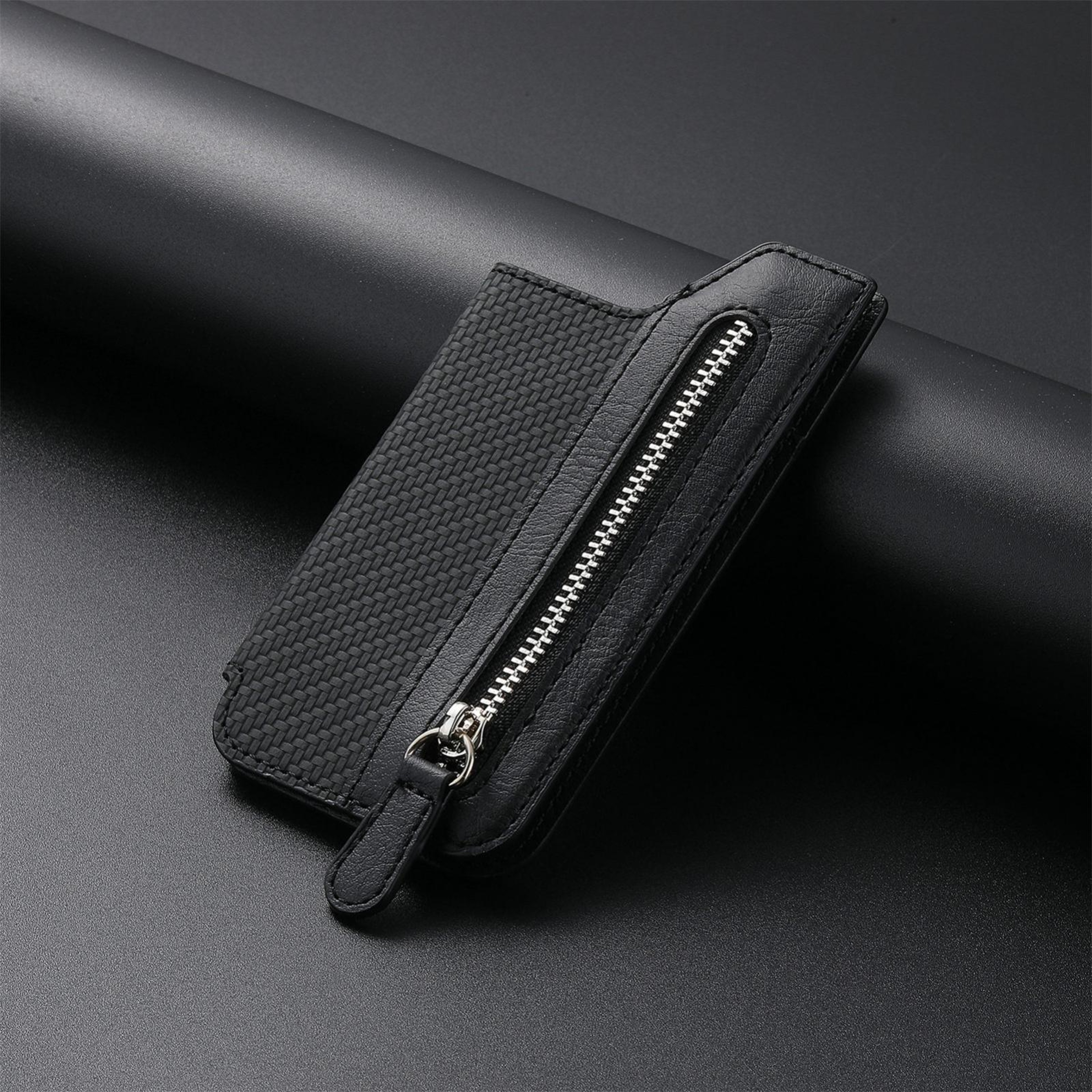 Adhesive Phone Wallet Card Holder with Zipper Pocket and Adjustable Stand Black – view 11