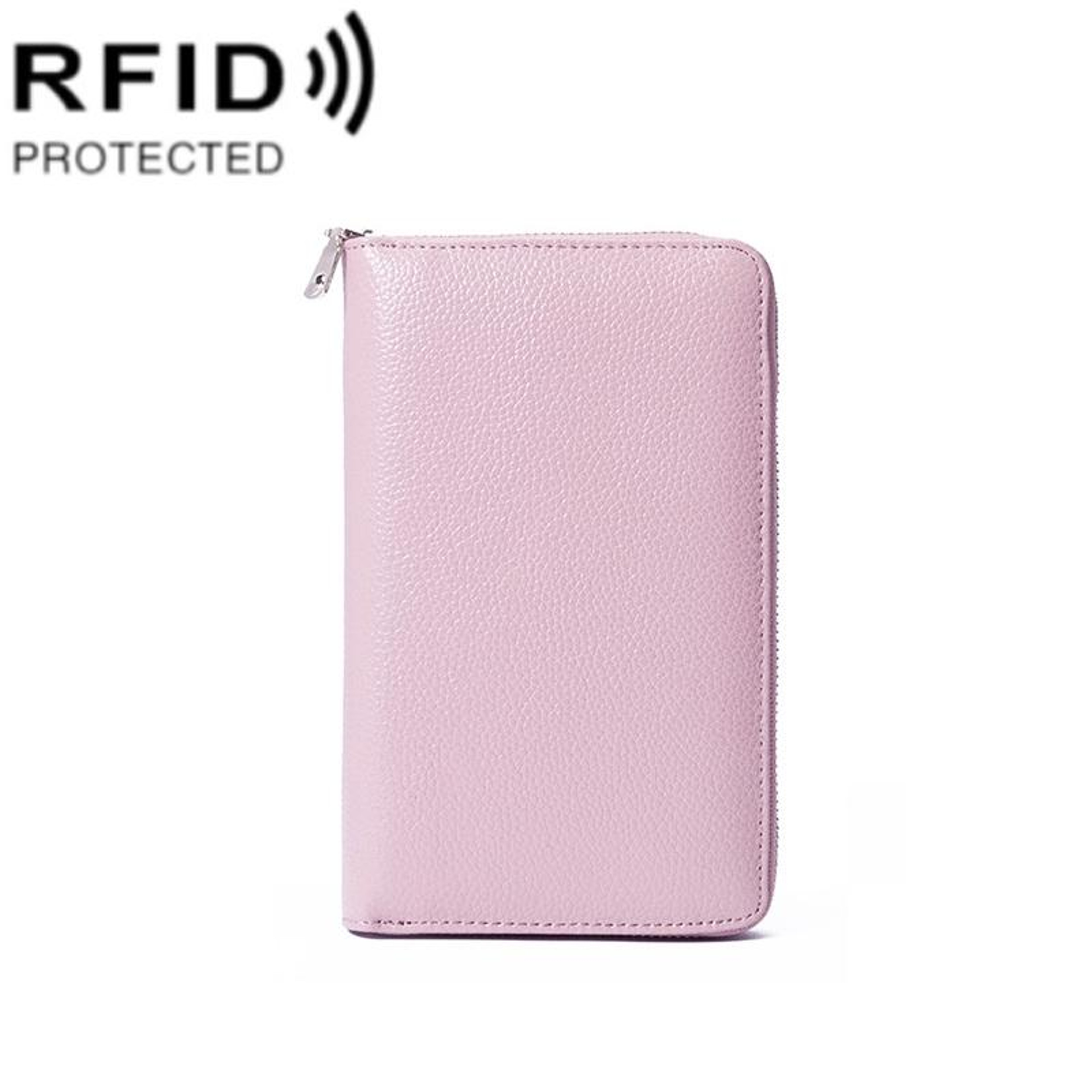 Cowhide Leather Passport Wallet with Multi-Compartment Storage Baby Pink – view 16