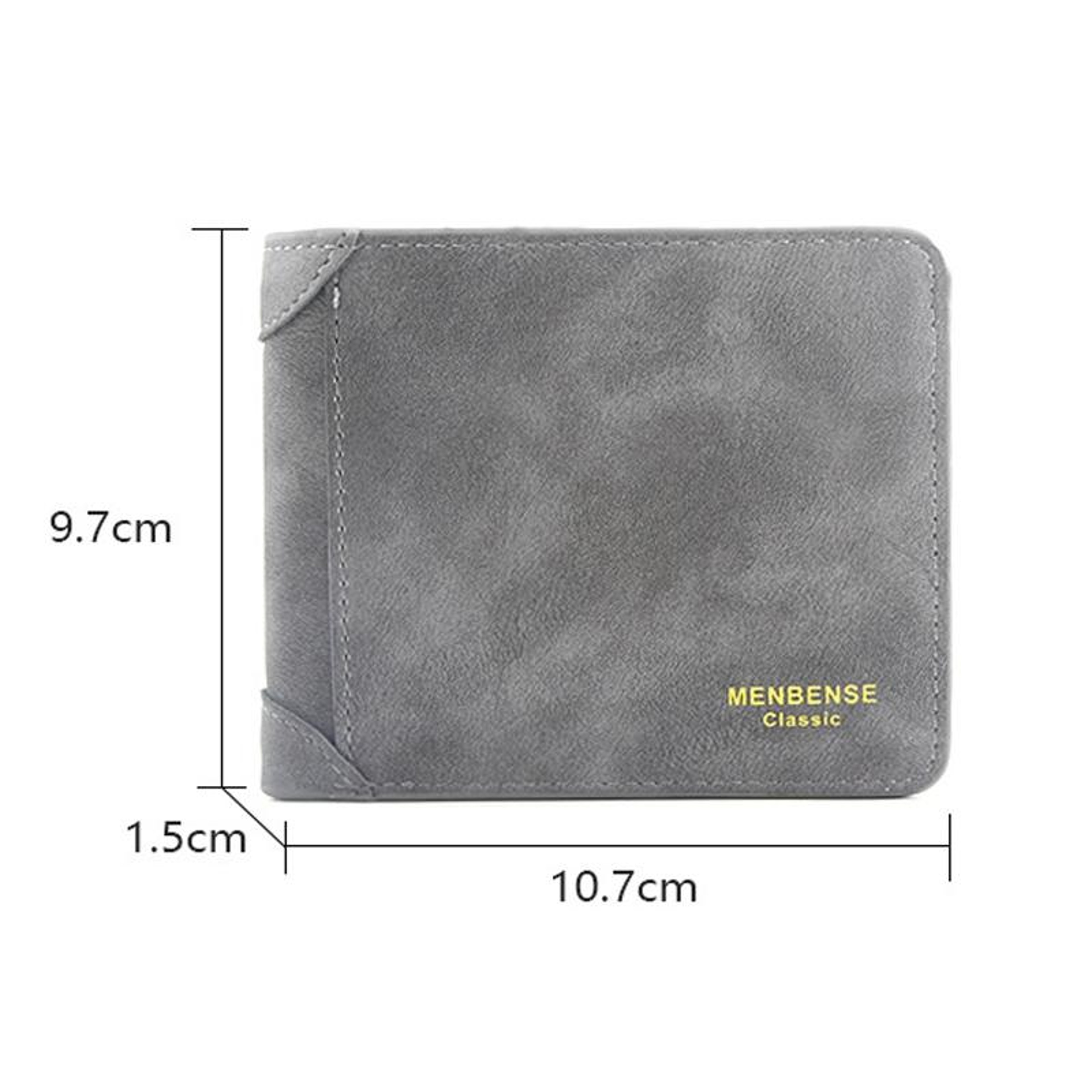 Mens Light Grey Matte PU Wallet with Zipper Pocket and ID Window – view 3