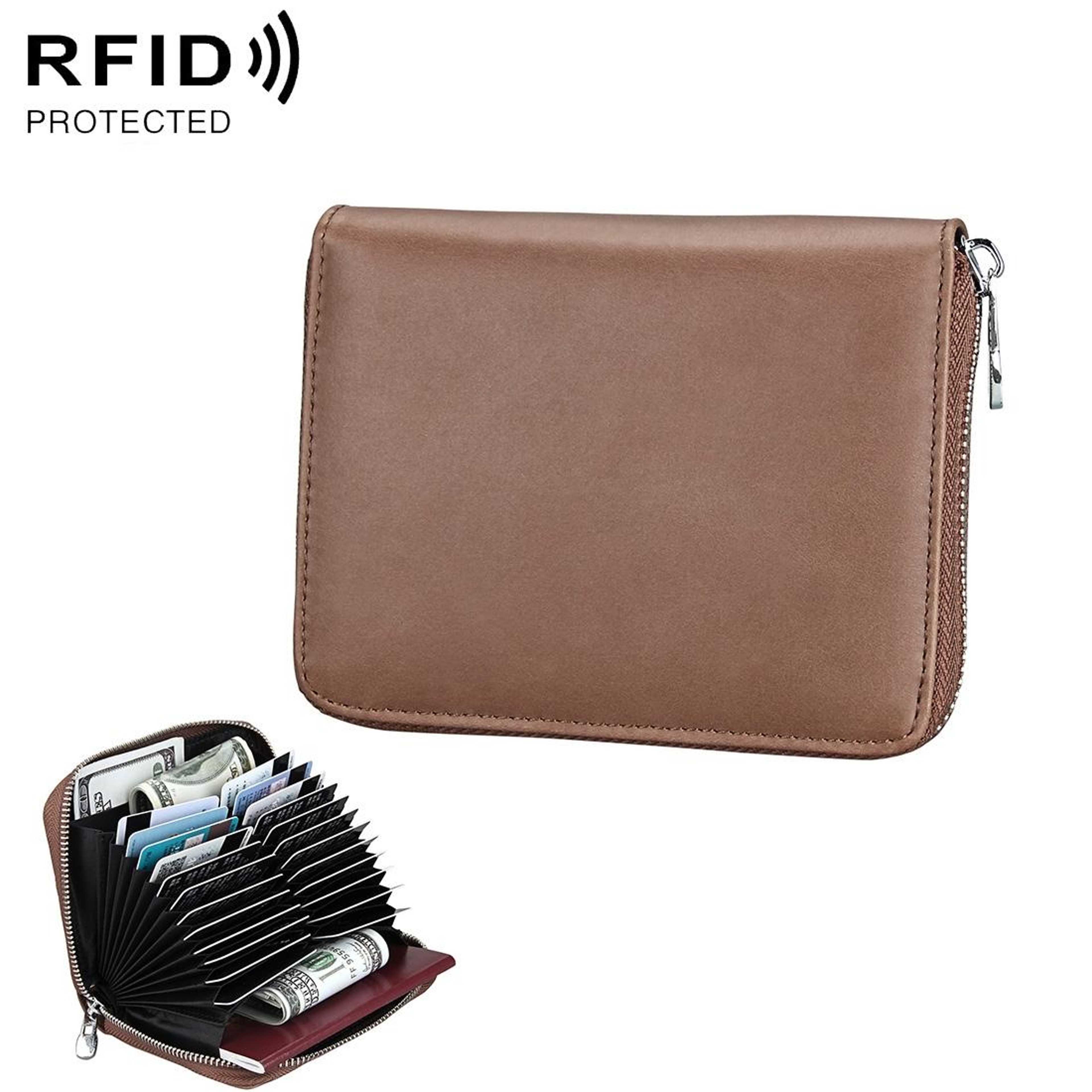 RFID Blocking Genuine Leather Card Holder Wallet Army Green – view 11