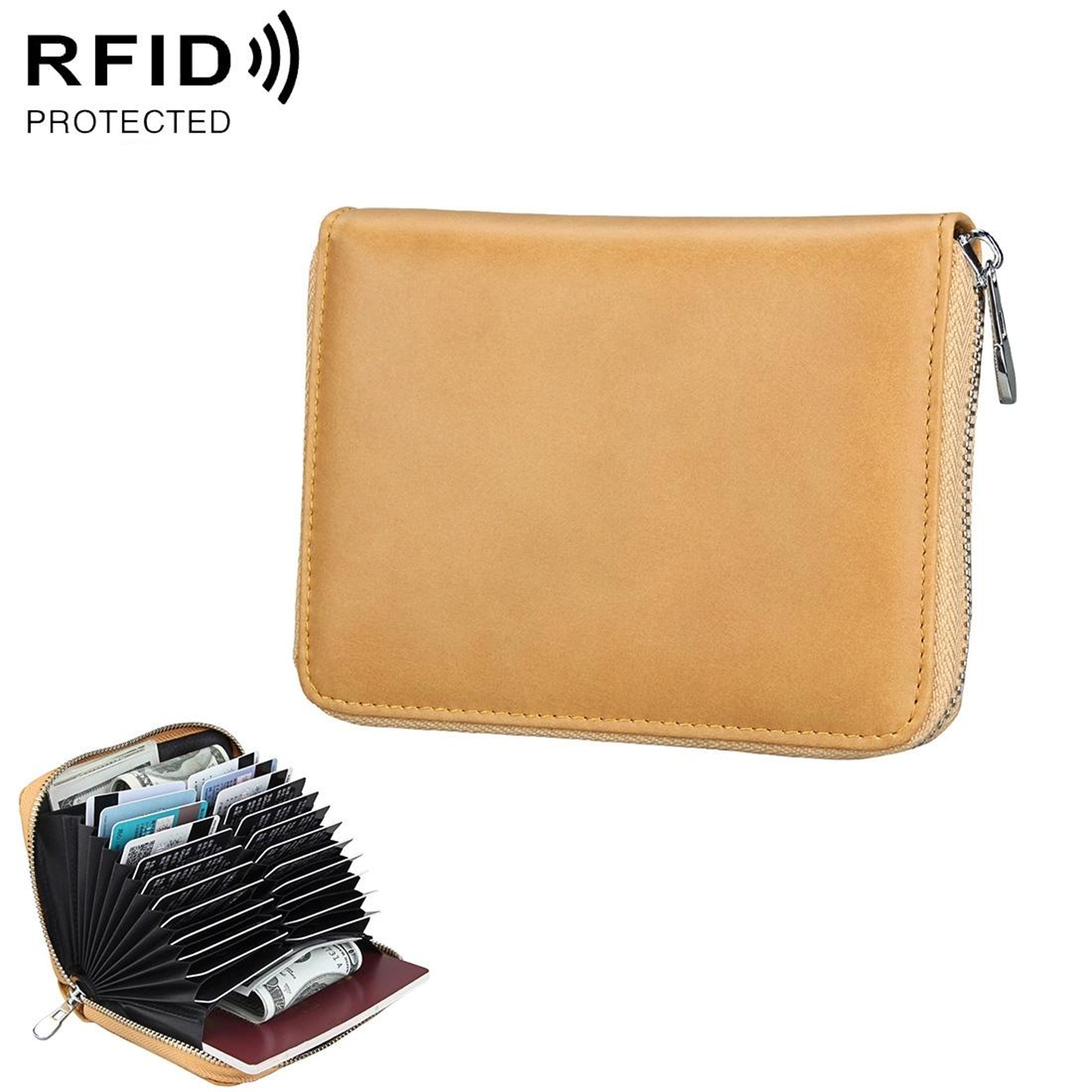 RFID Blocking Genuine Leather Card Holder Wallet Army Green – view 13