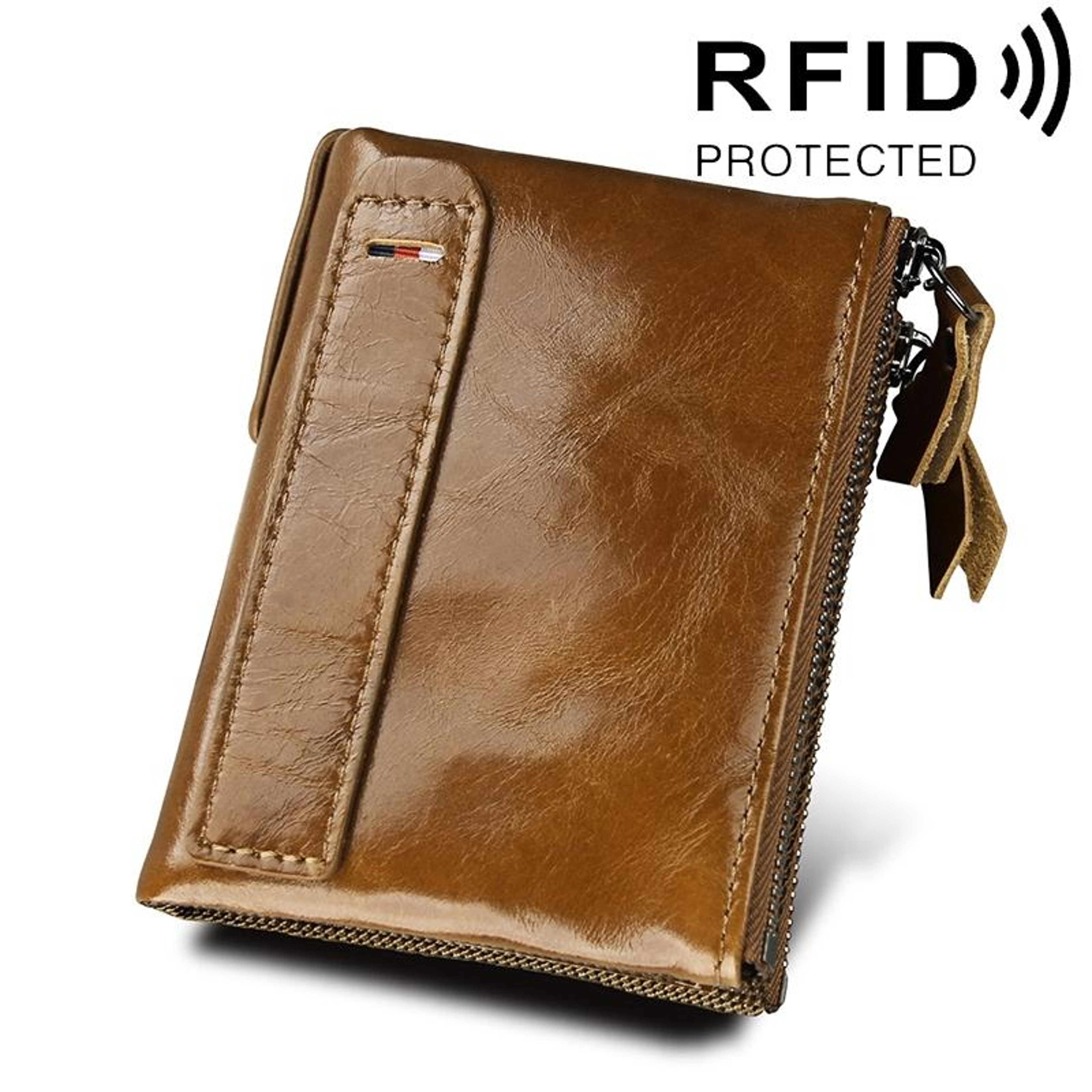 Genuine Cowhide Leather RFID Blocking Wallet with Dual Zipper Card Holder – view 13