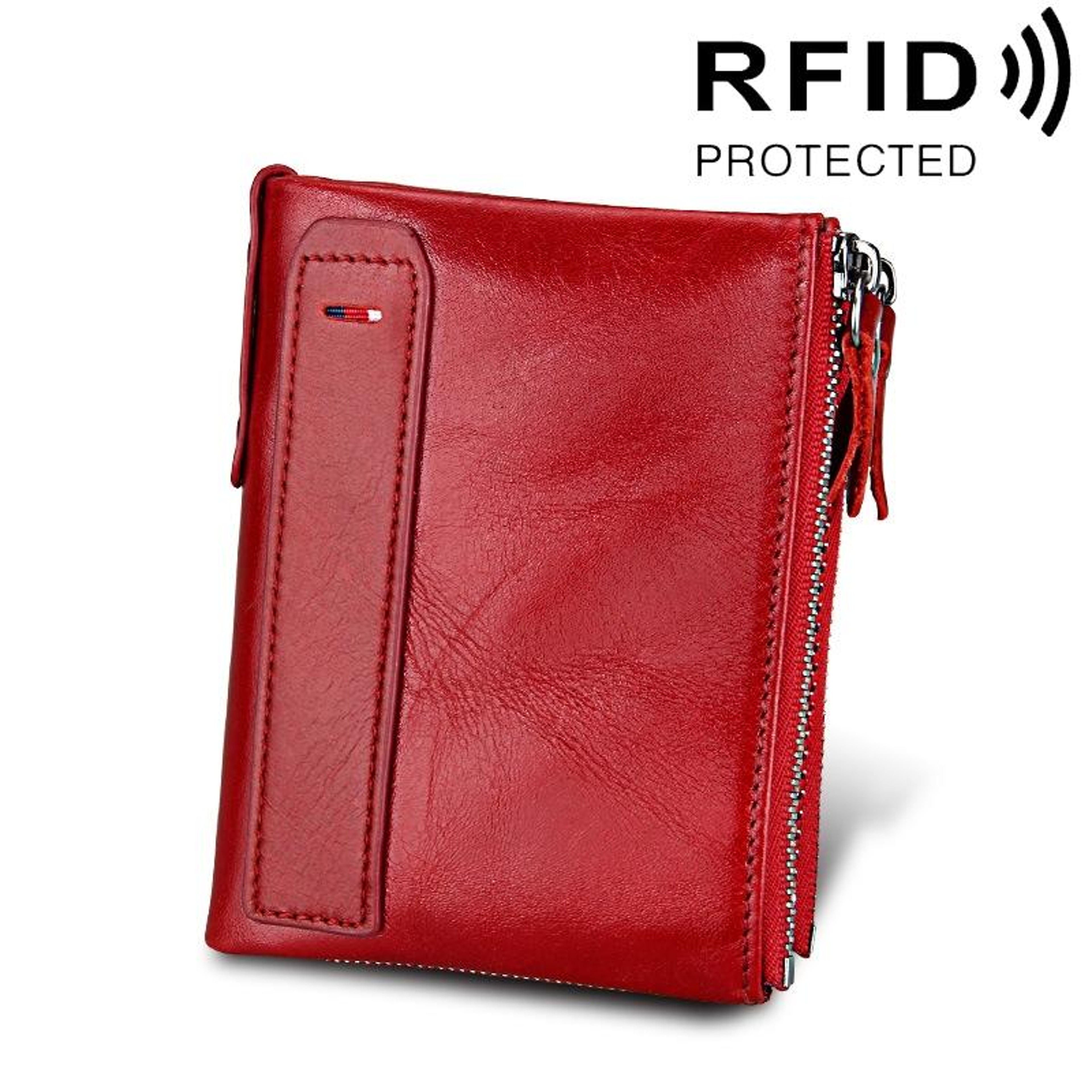 Genuine Cowhide Leather RFID Blocking Wallet with Dual Zipper Card Holder – view 14