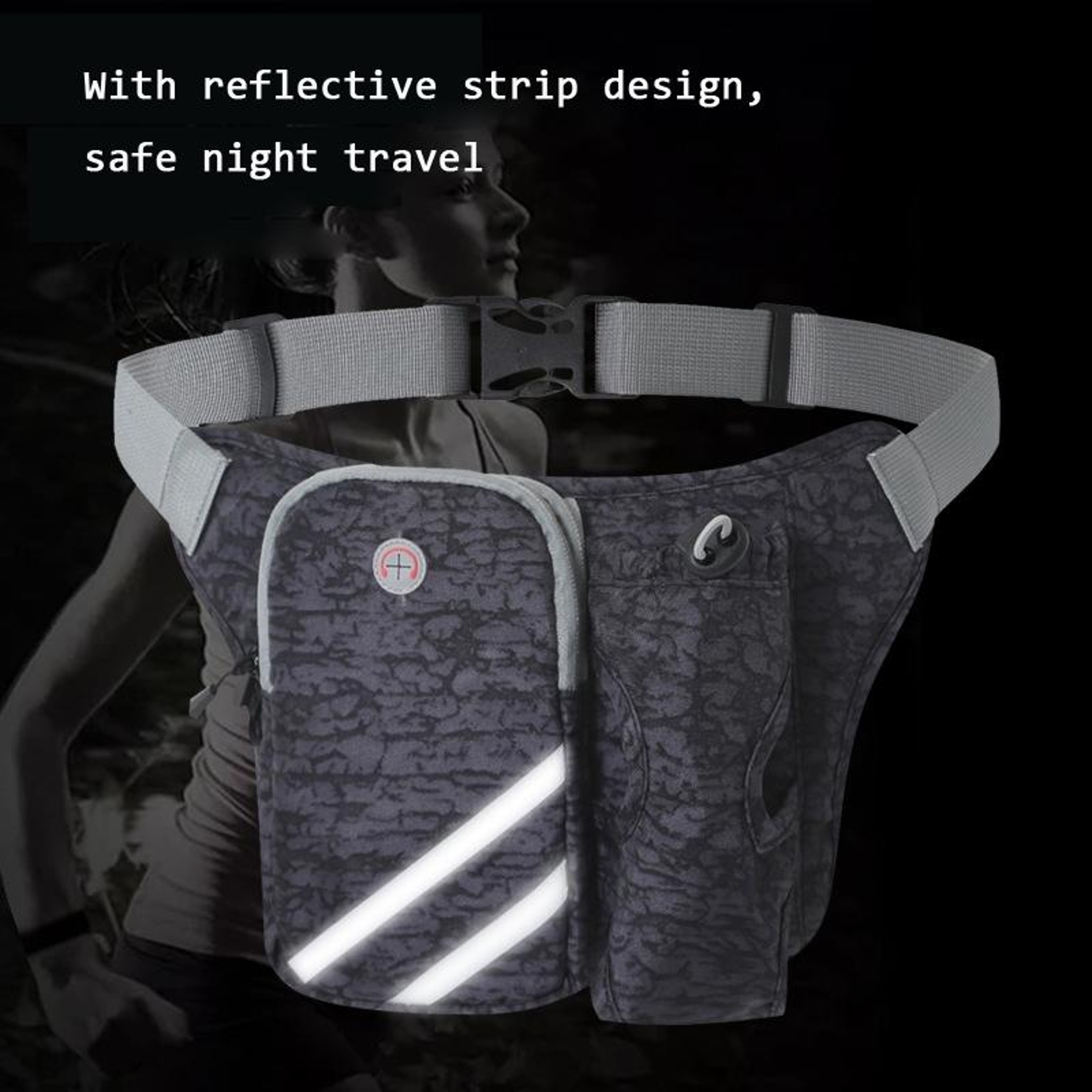Waterproof Nylon Running Waist Bag with Water Bottle Holder and Reflective Strip – view 6