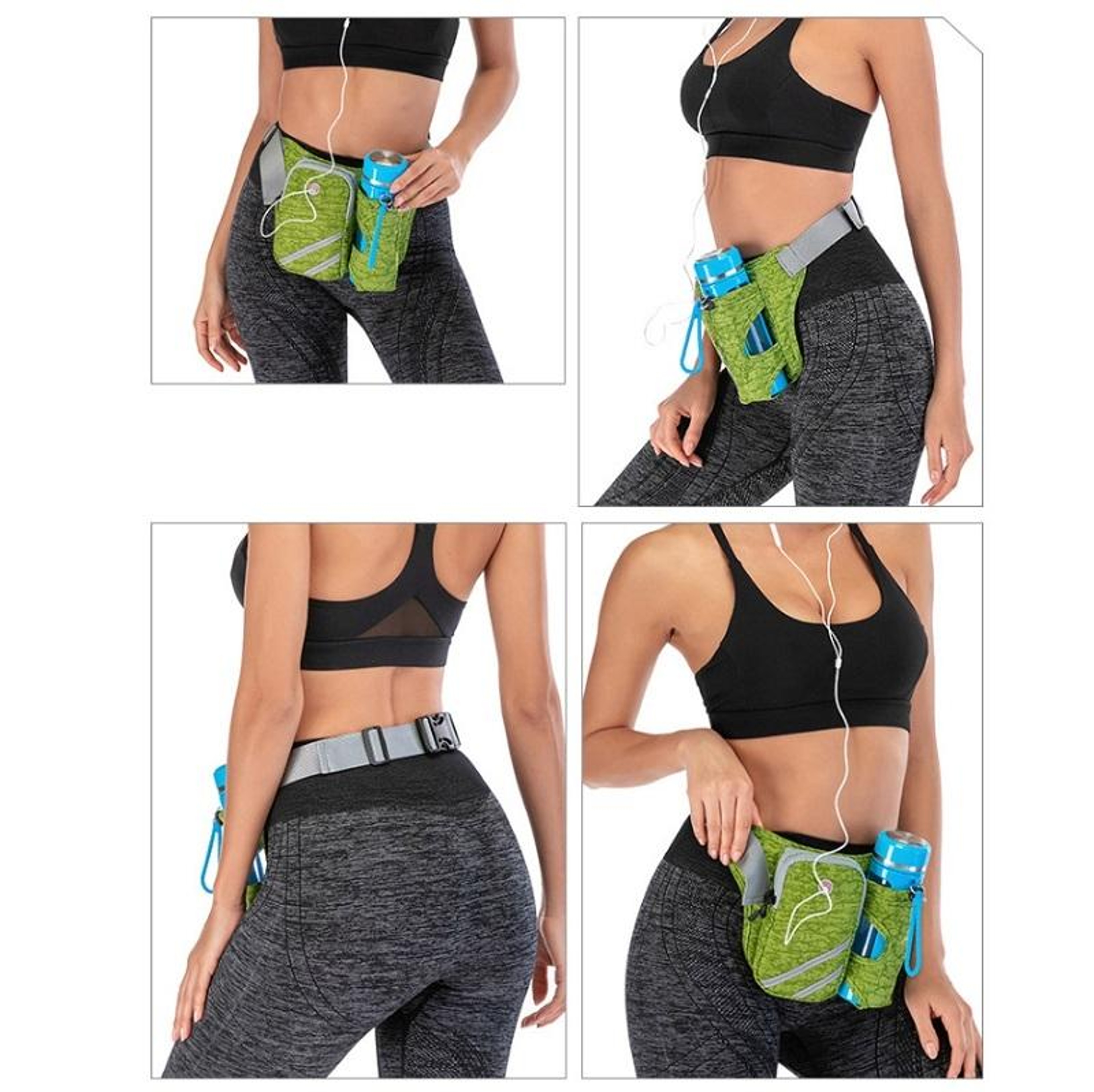 Waterproof Nylon Running Waist Bag with Water Bottle Holder and Reflective Strip – view 7
