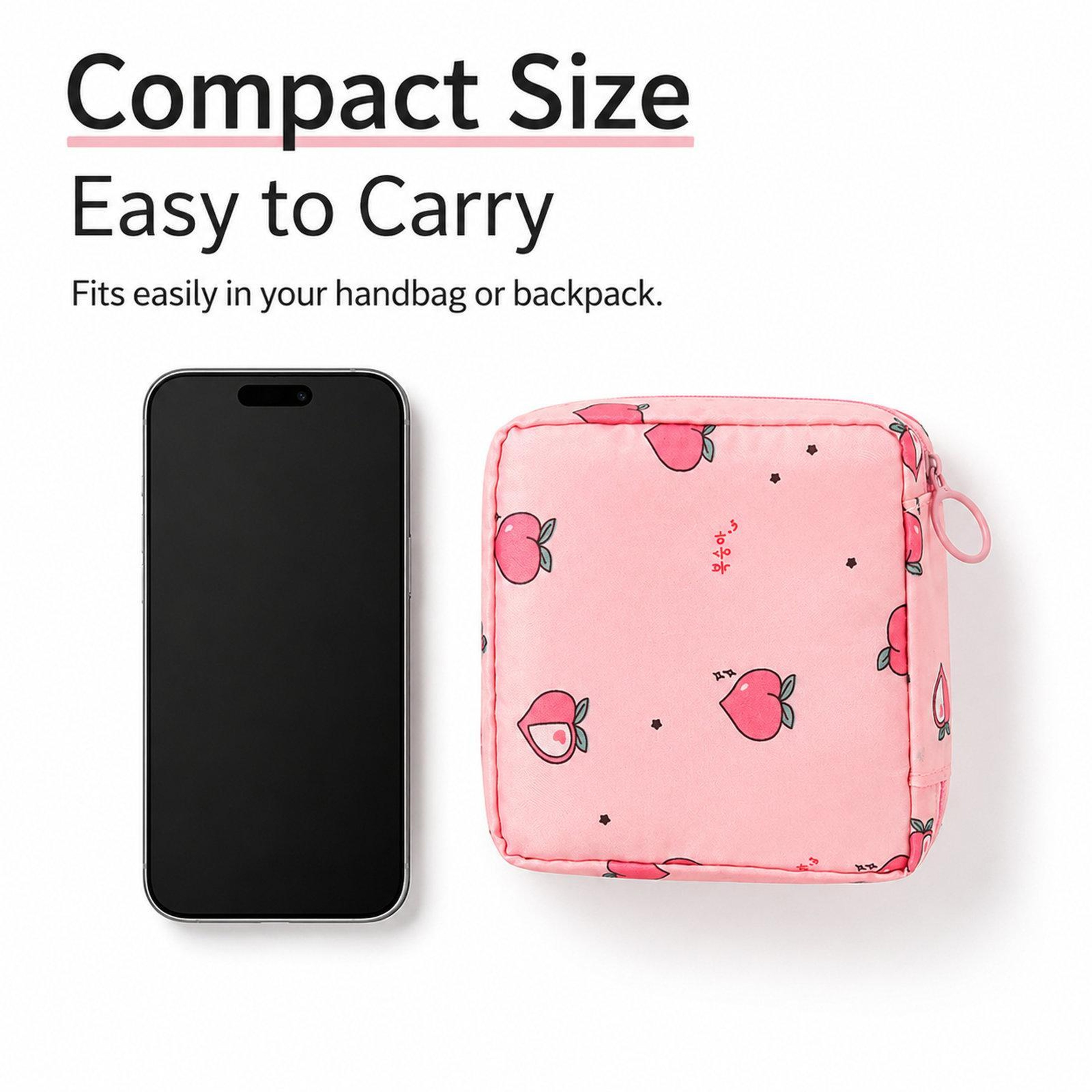 Portable Sanitary Pad Storage Pouch with Zipper Pink Peach – view 8