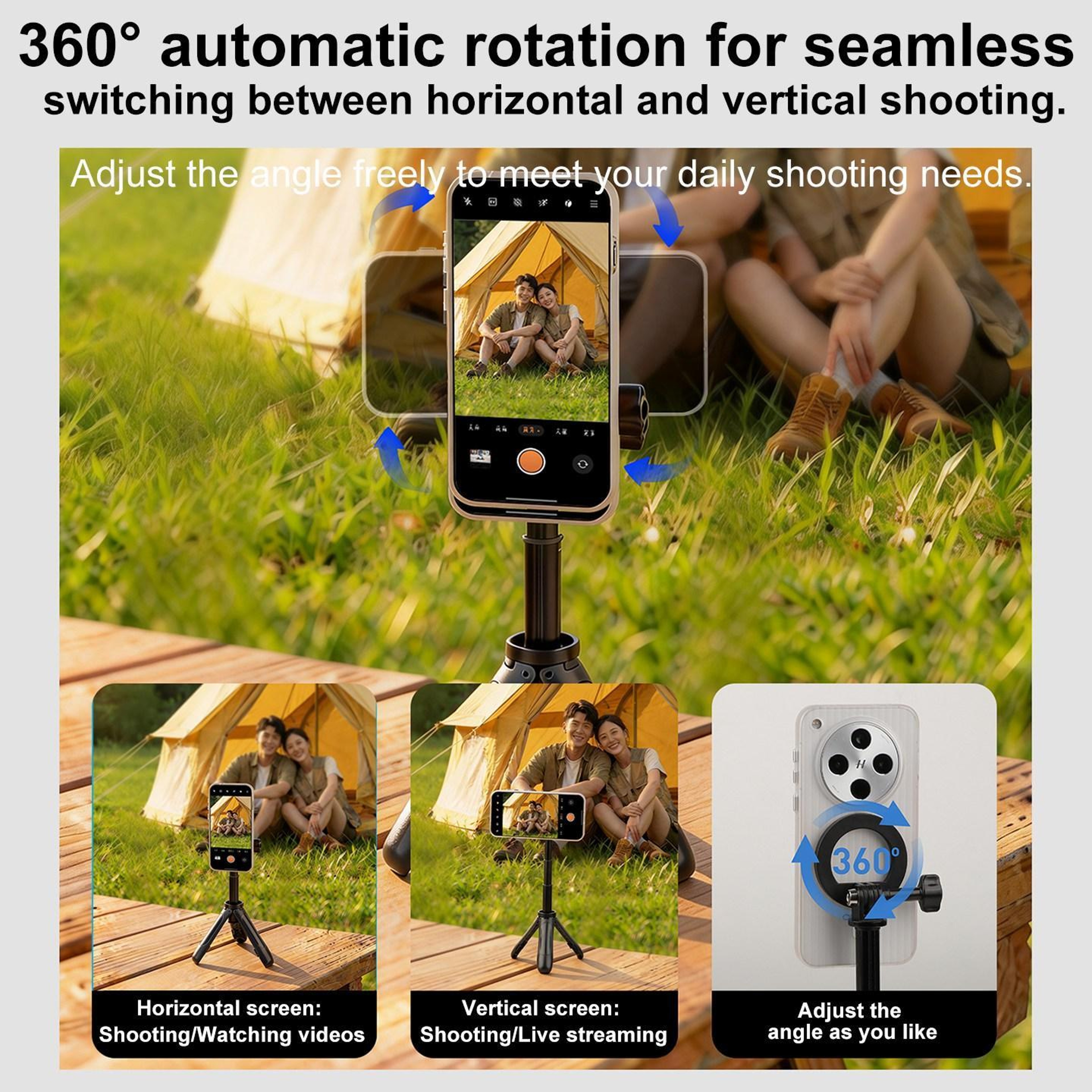 Mini Magnetic Phone Tripod with Extendable Selfie Stick and Adjustable Holder – view 7