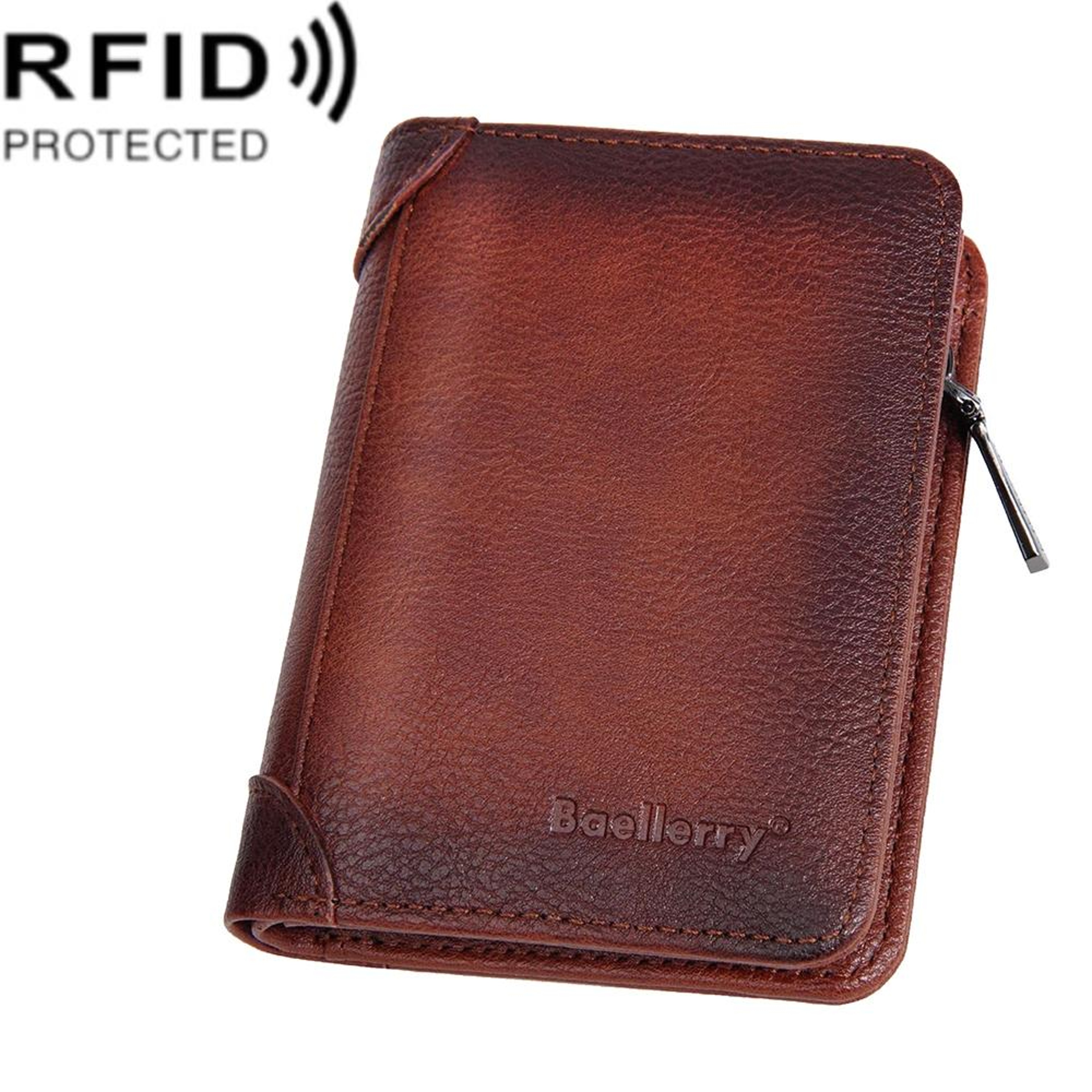 RFID Anti Theft Trifold Wallet with Multiple Card Slots and Zipper Black – view 12