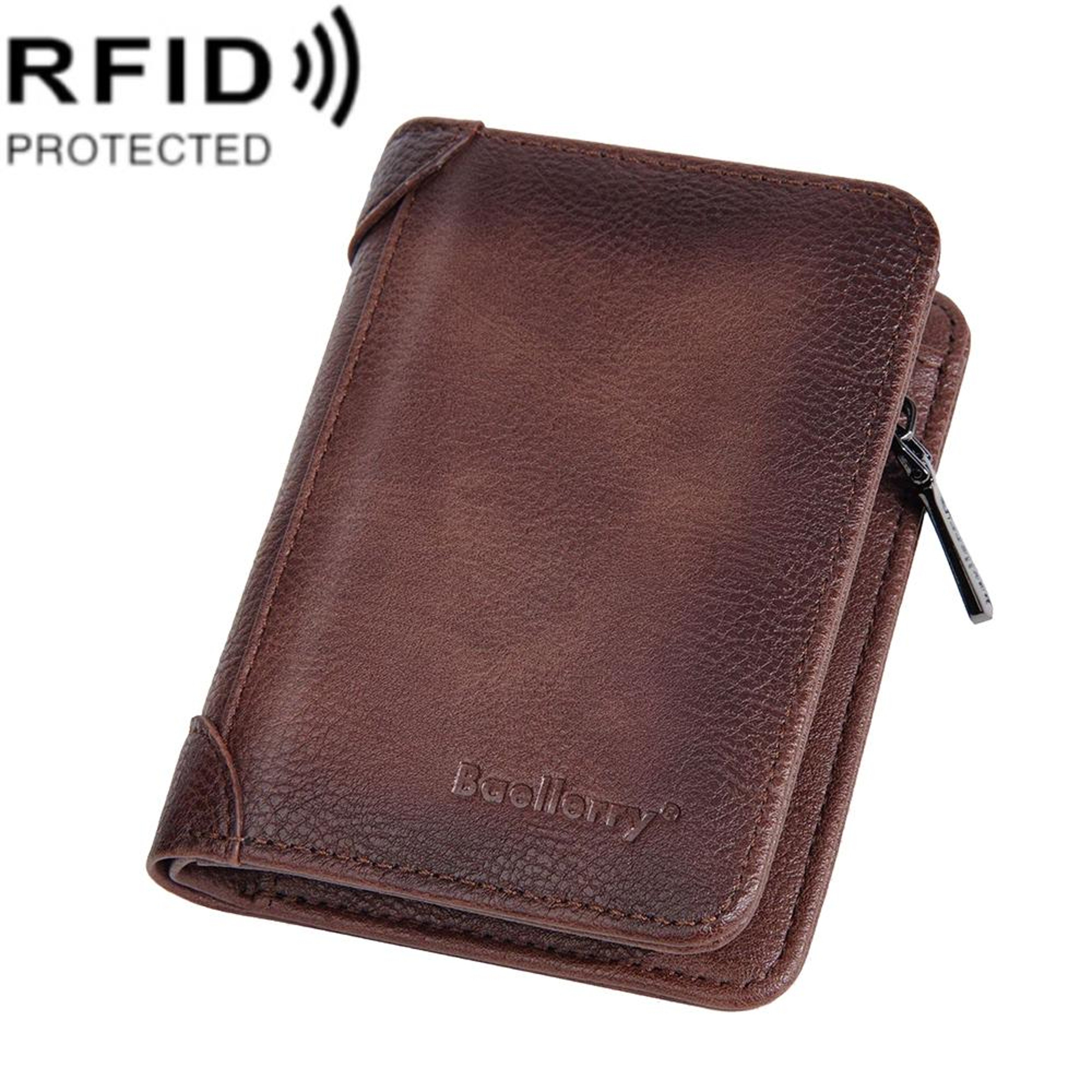 RFID Anti Theft Trifold Wallet with Multiple Card Slots and Zipper Black – view 13