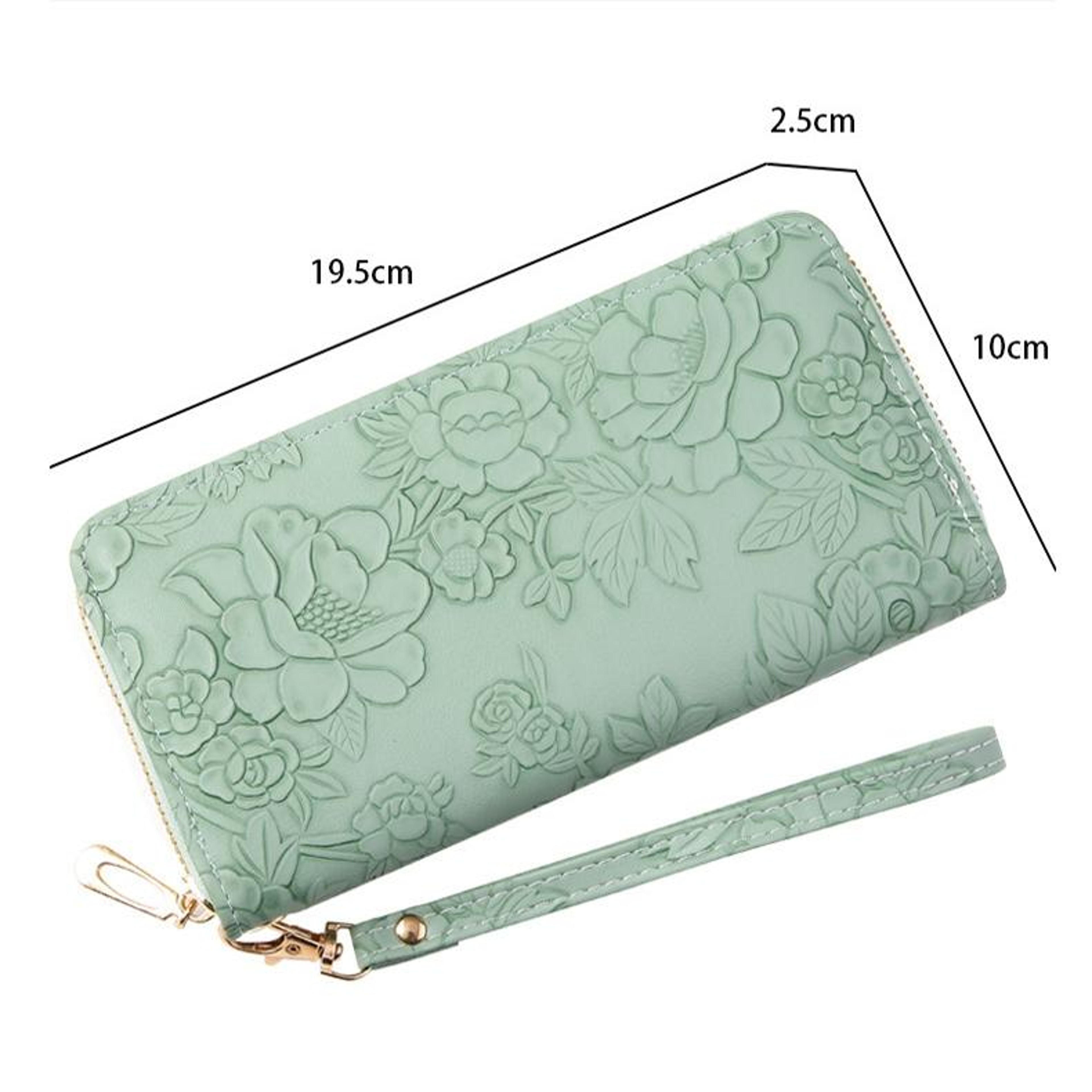 Large Capacity Black Embossed Zipper Wallet with Multiple Card Slots – view 2