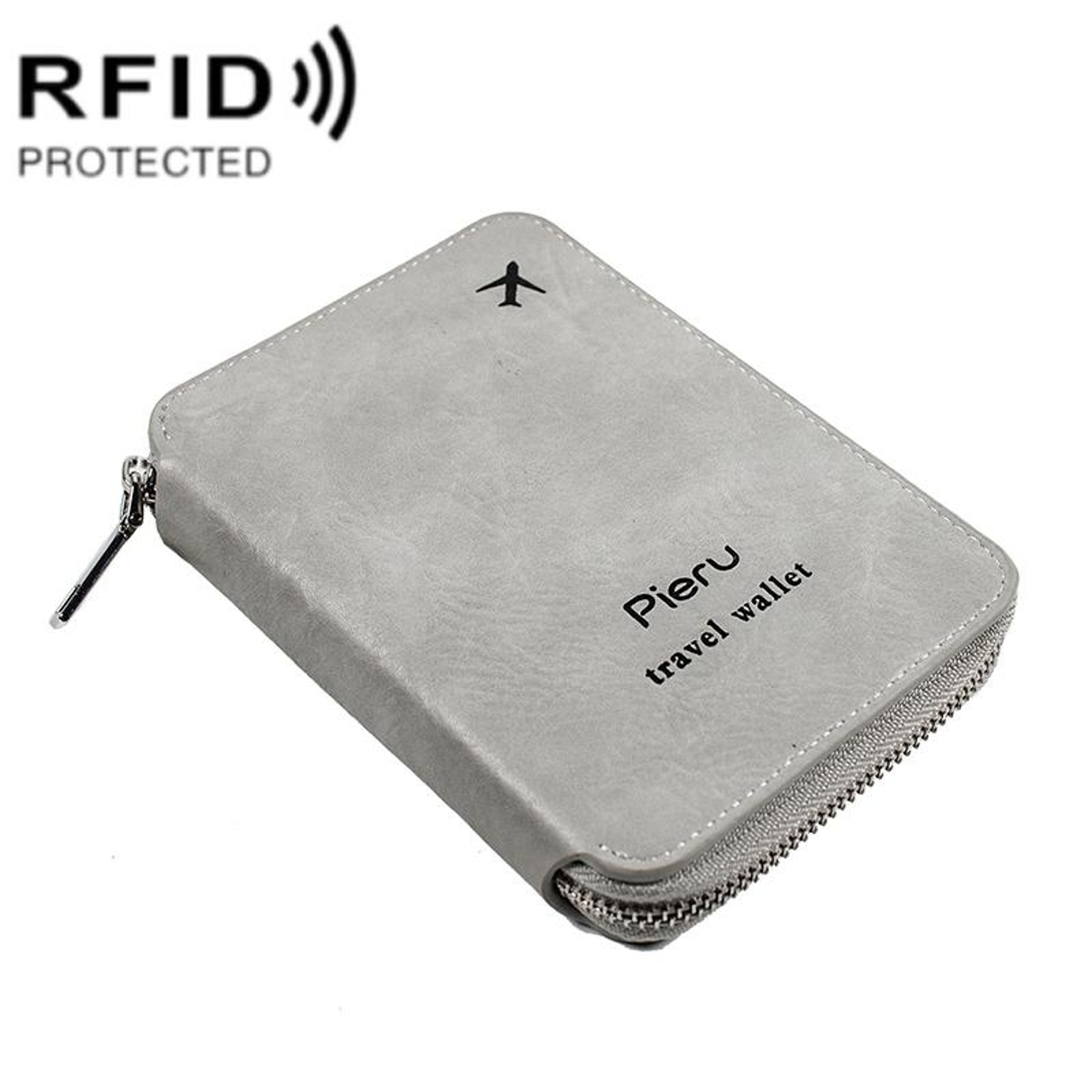 RFID Blocking Passport Wallet with Zipper and Large Capacity Black – view 9