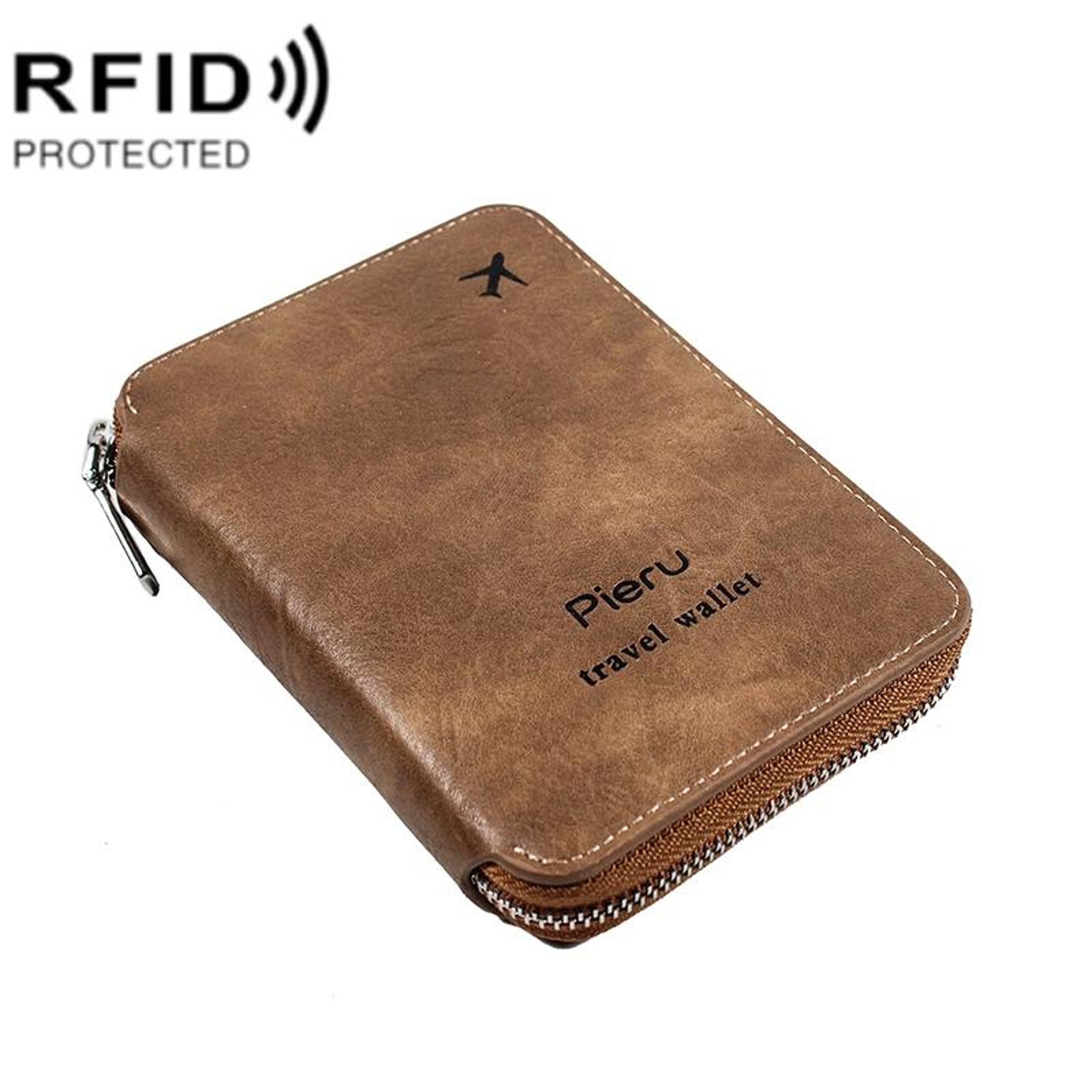 RFID Blocking Passport Wallet with Zipper and Large Capacity Black – view 12