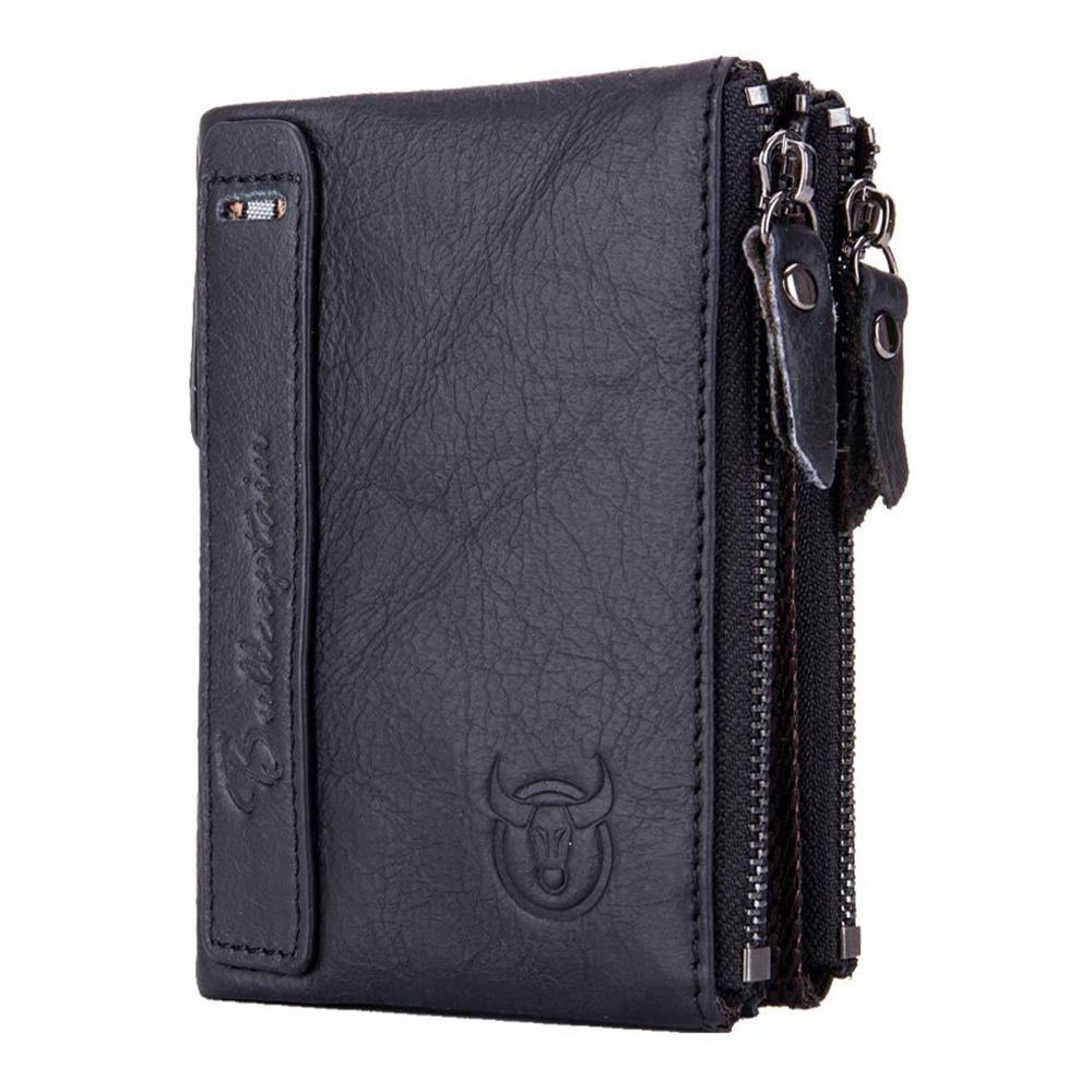 Retro Cowhide Leather Zipper Wallet with Card Slots and Coin Storage Brown – view 12