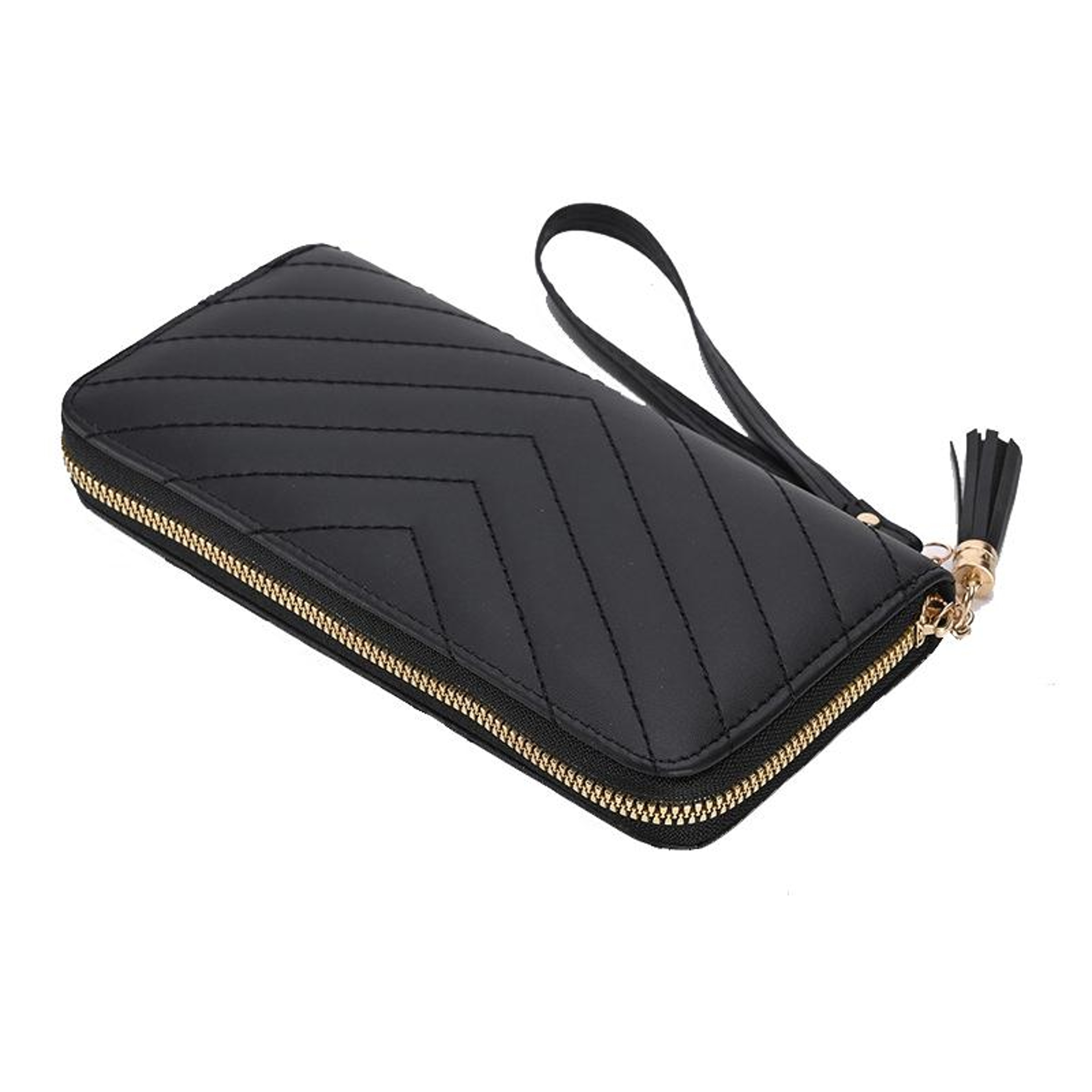 Womens Large Capacity Quilted Wristlet Wallet with Zipper Closure Green – view 2